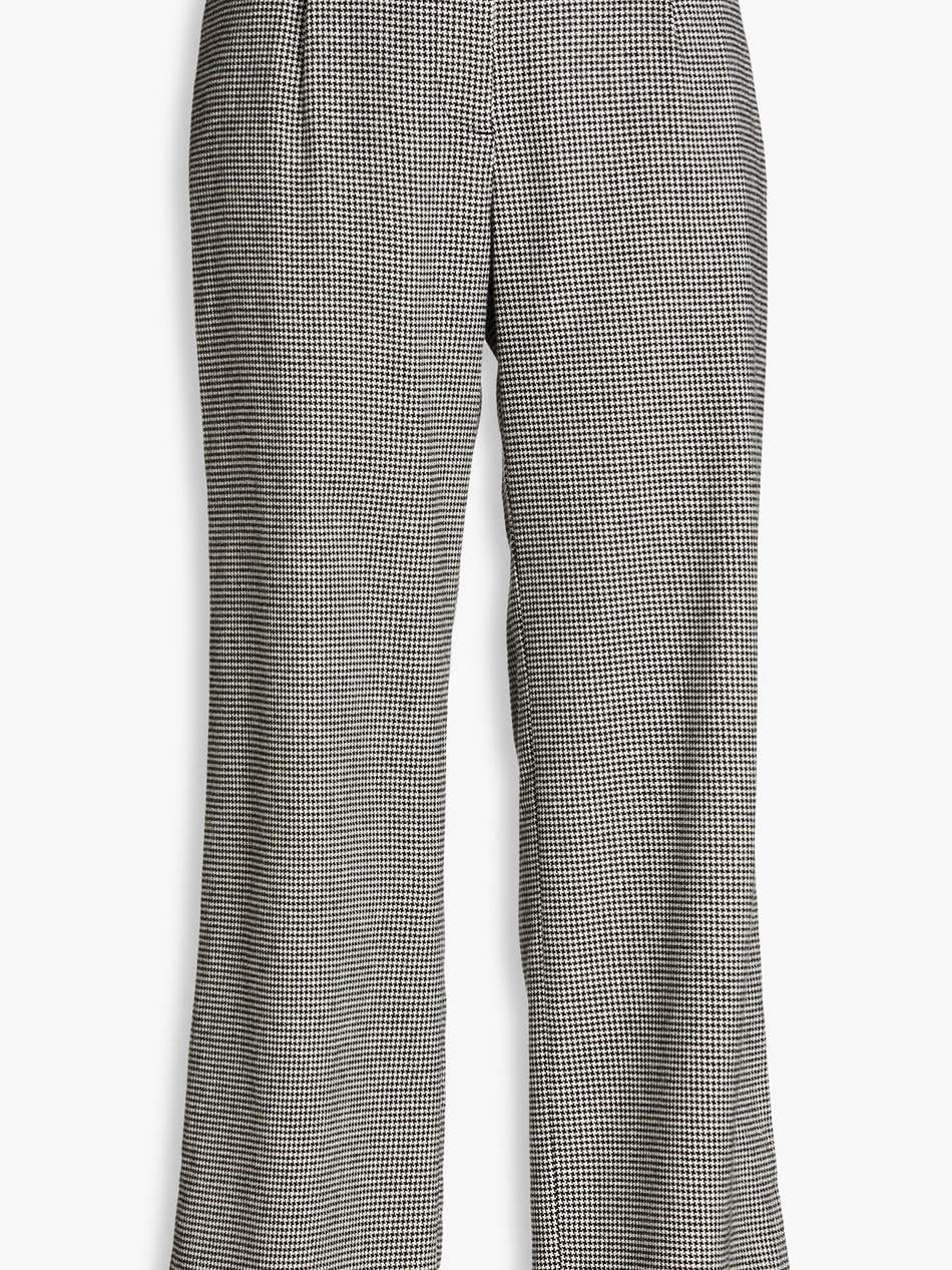 pleated houndstooth tweed wide-leg pants
