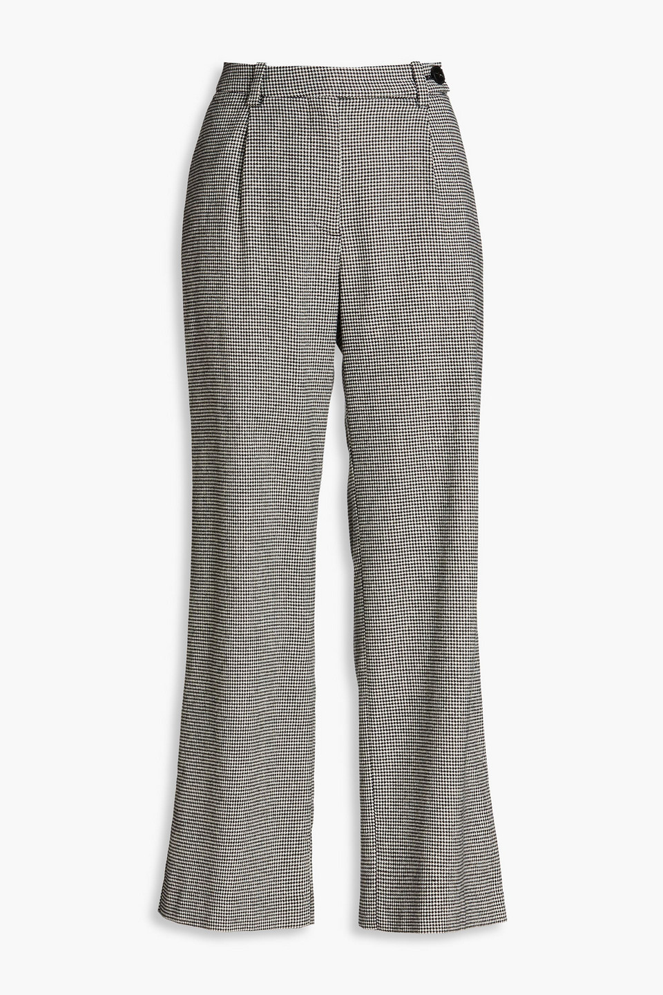 Maje Pleated Houndstooth Wide-leg Pants In Black