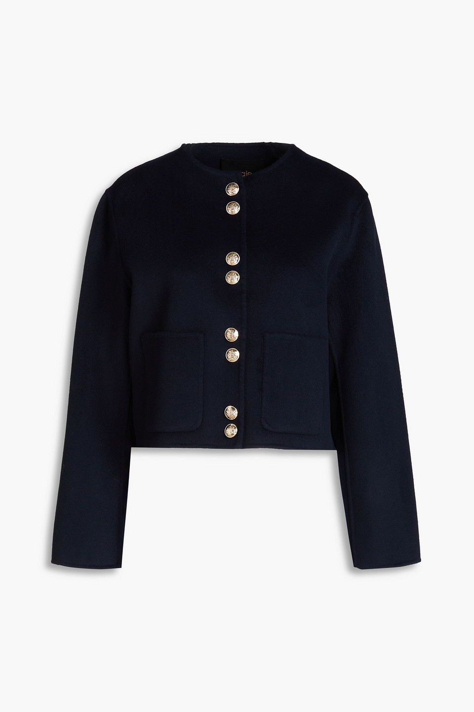 Maje Brushed Wool-blend Felt Jacket In Navy