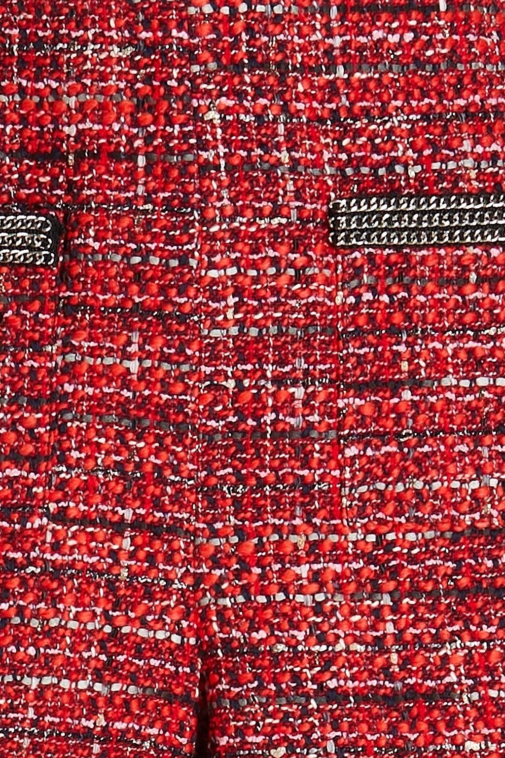 MAJE Chain-embellished metallic tweed shorts