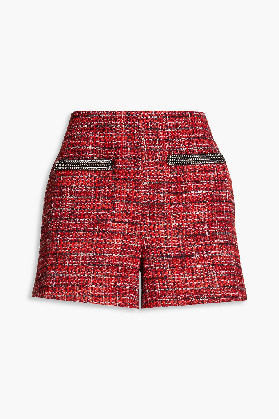 Maje Chain-link Trim Tweed Shorts In Red