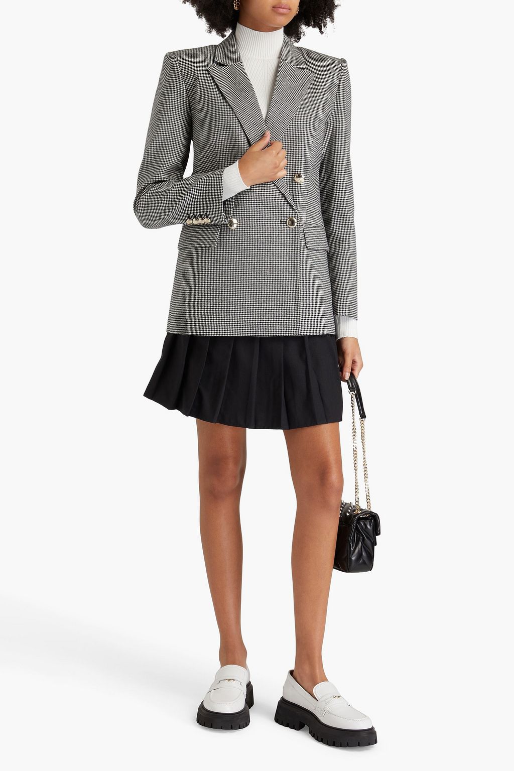 MAJE Doppelreihiger Blazer aus Tweed mit Hahnentrittmuster