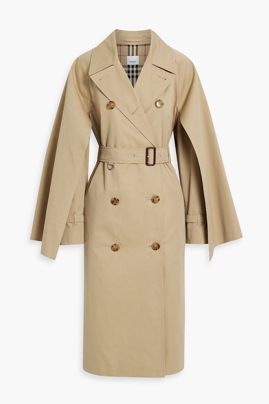 Cape effect cotton gabardine trench coat beige UK 4