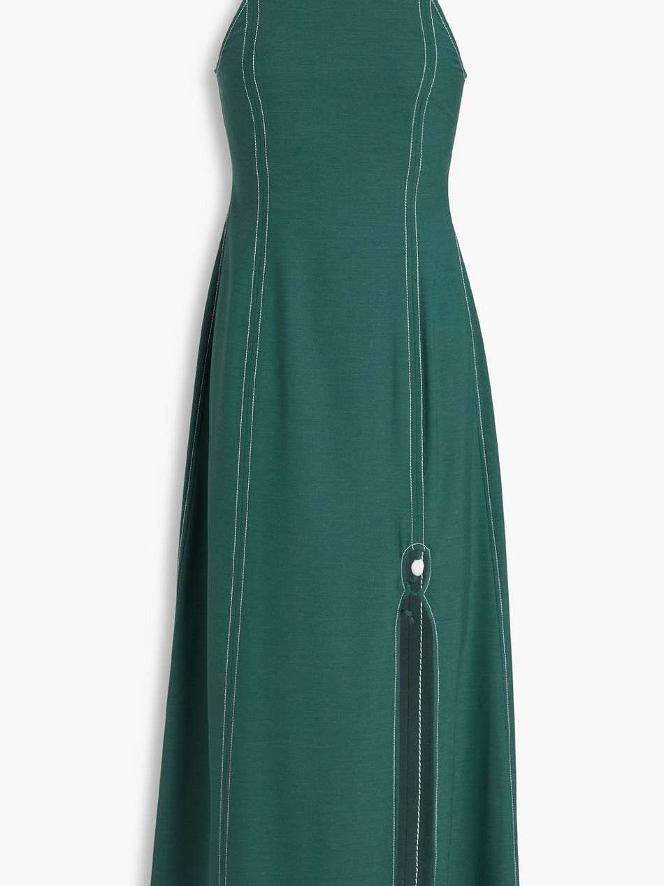 bead-embellished woven midi dress