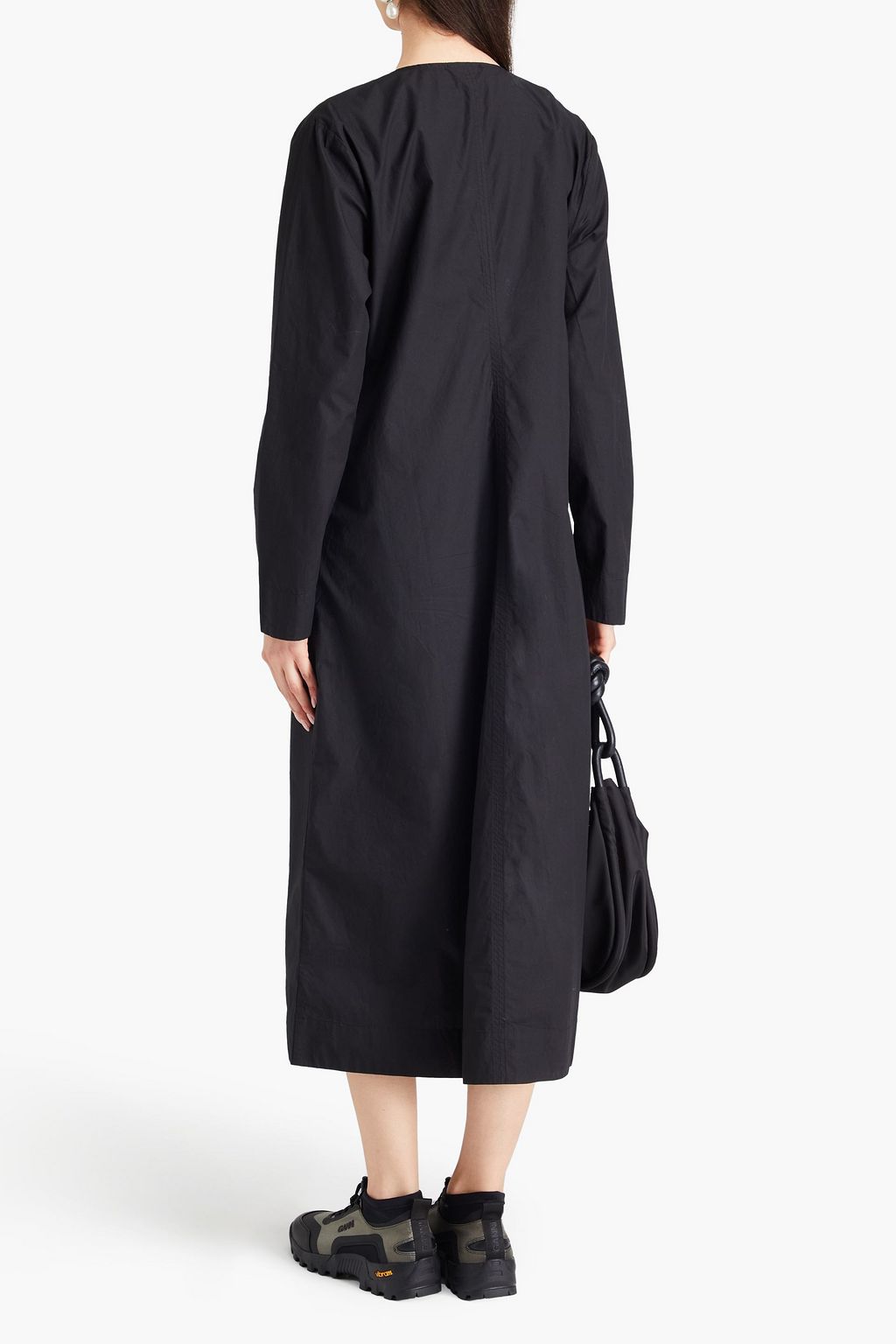 GANNI Tie-front cotton-poplin midi dress