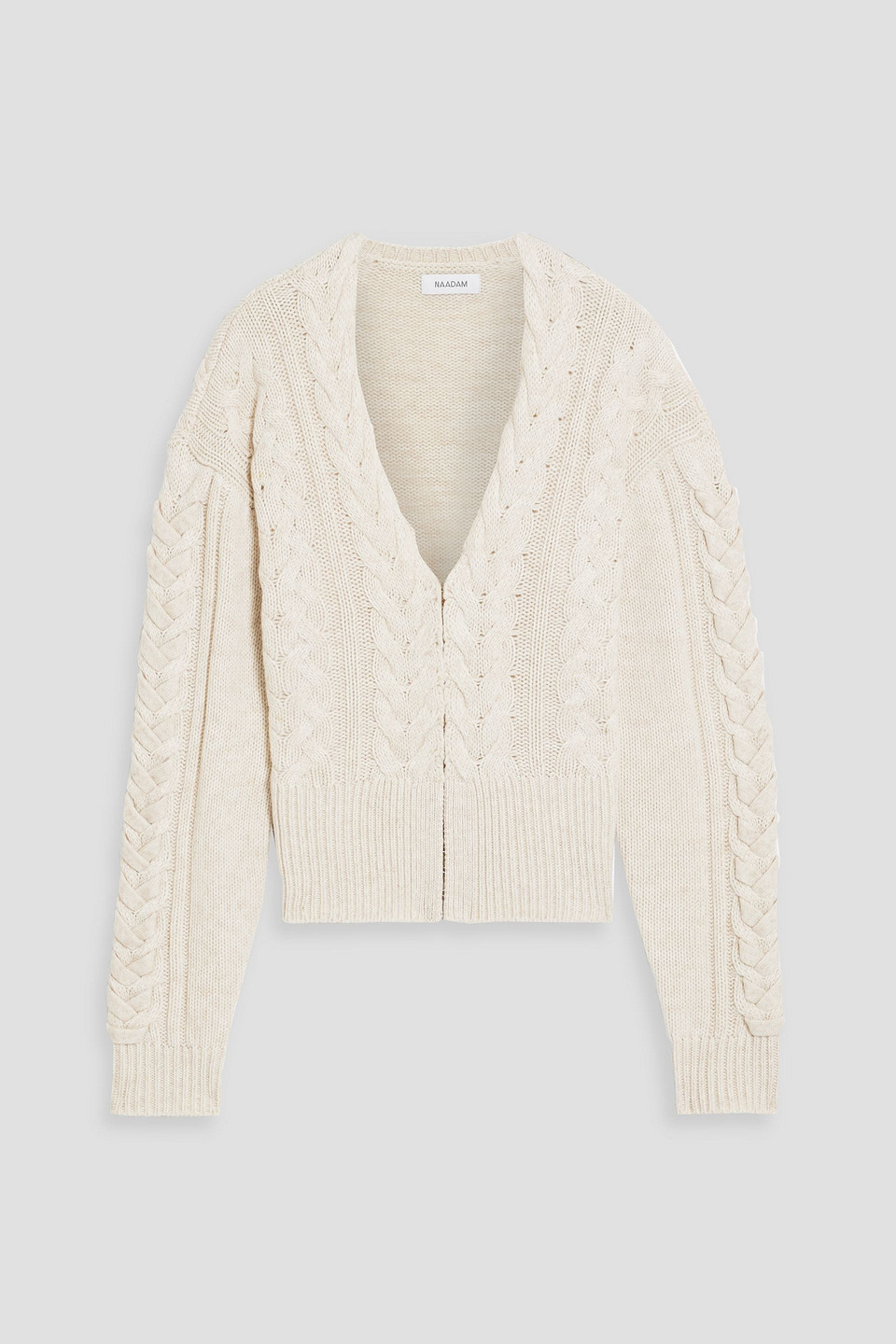 Cable-knit wool and cashmere-blend cardigan