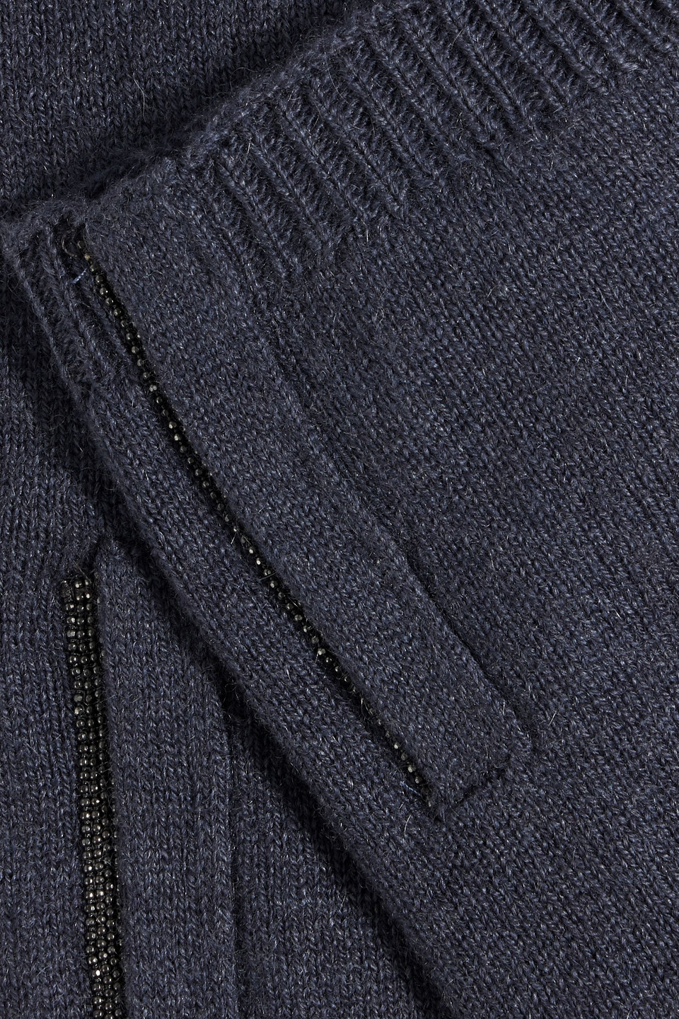 Brunello Cucinelli Bead-embellished Cashmere Gloves In Storm Blue