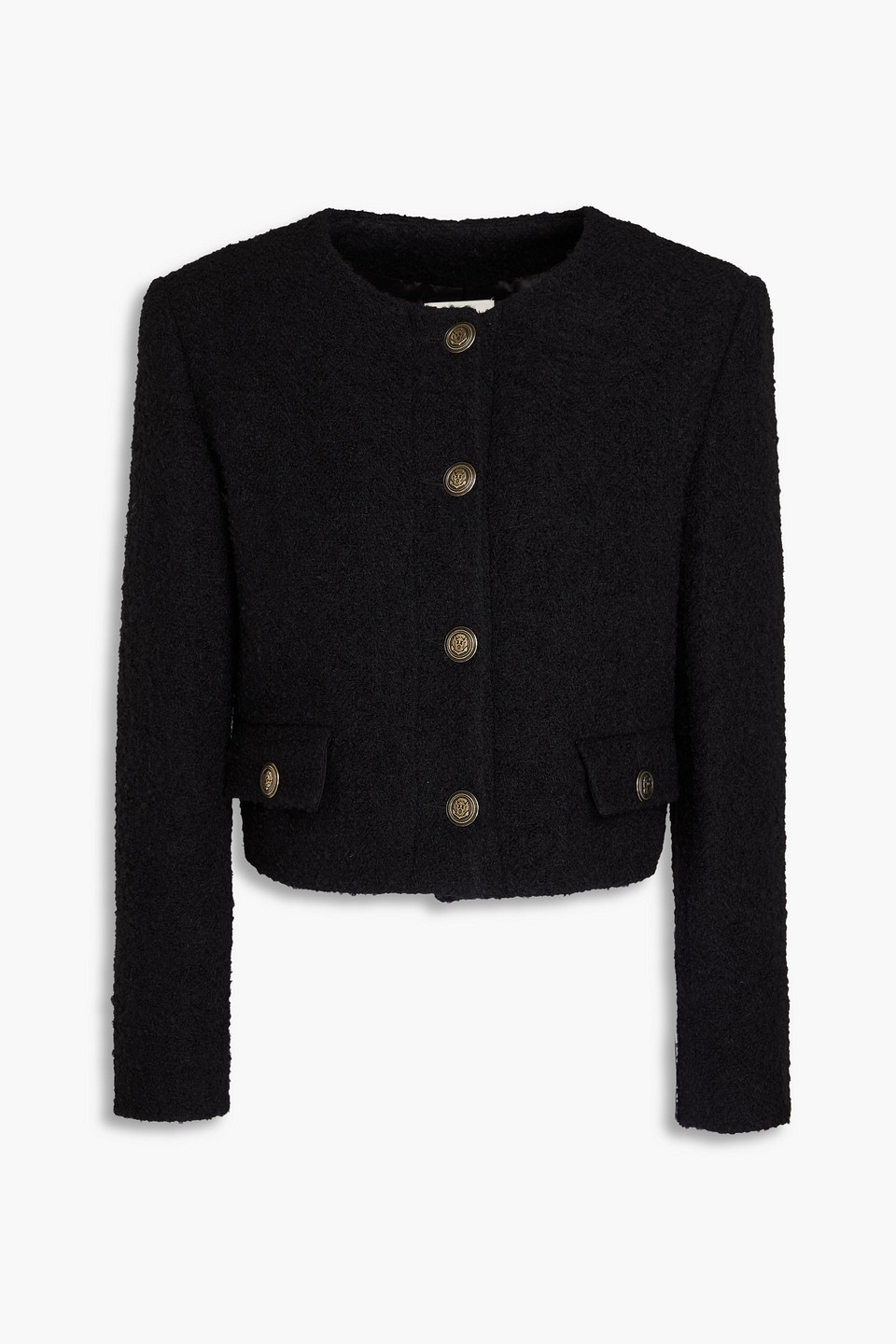 Sandro Cropped Bouclé-tweed Jacket In Black