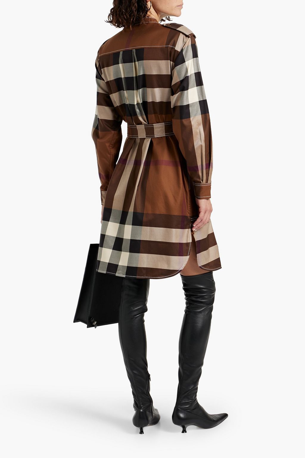 BURBERRY Checked cotton-twill mini shirt dress