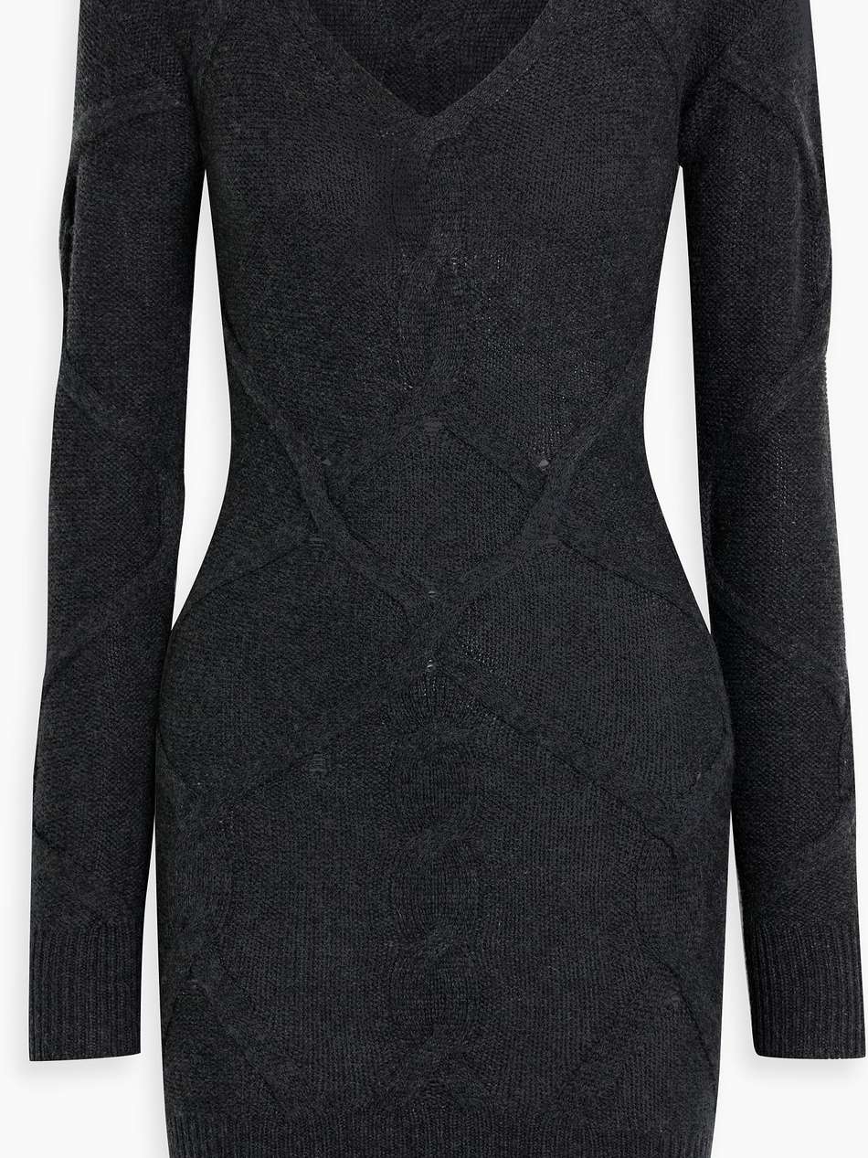 cable-knit wool and cashmere-blend mini dress