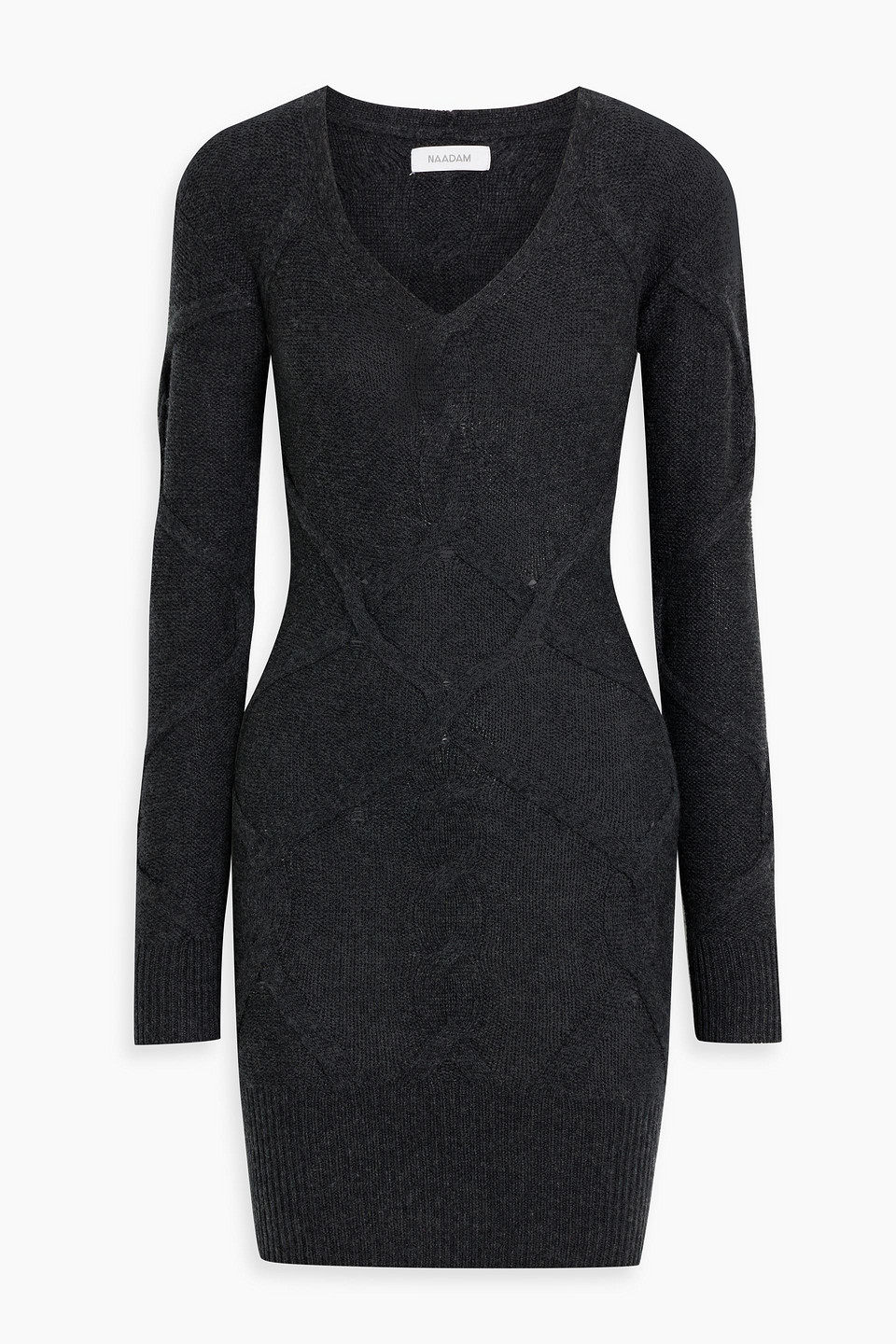 Naadam Cable-knit Wool And Cashmere-blend Mini Dress In Charcoal