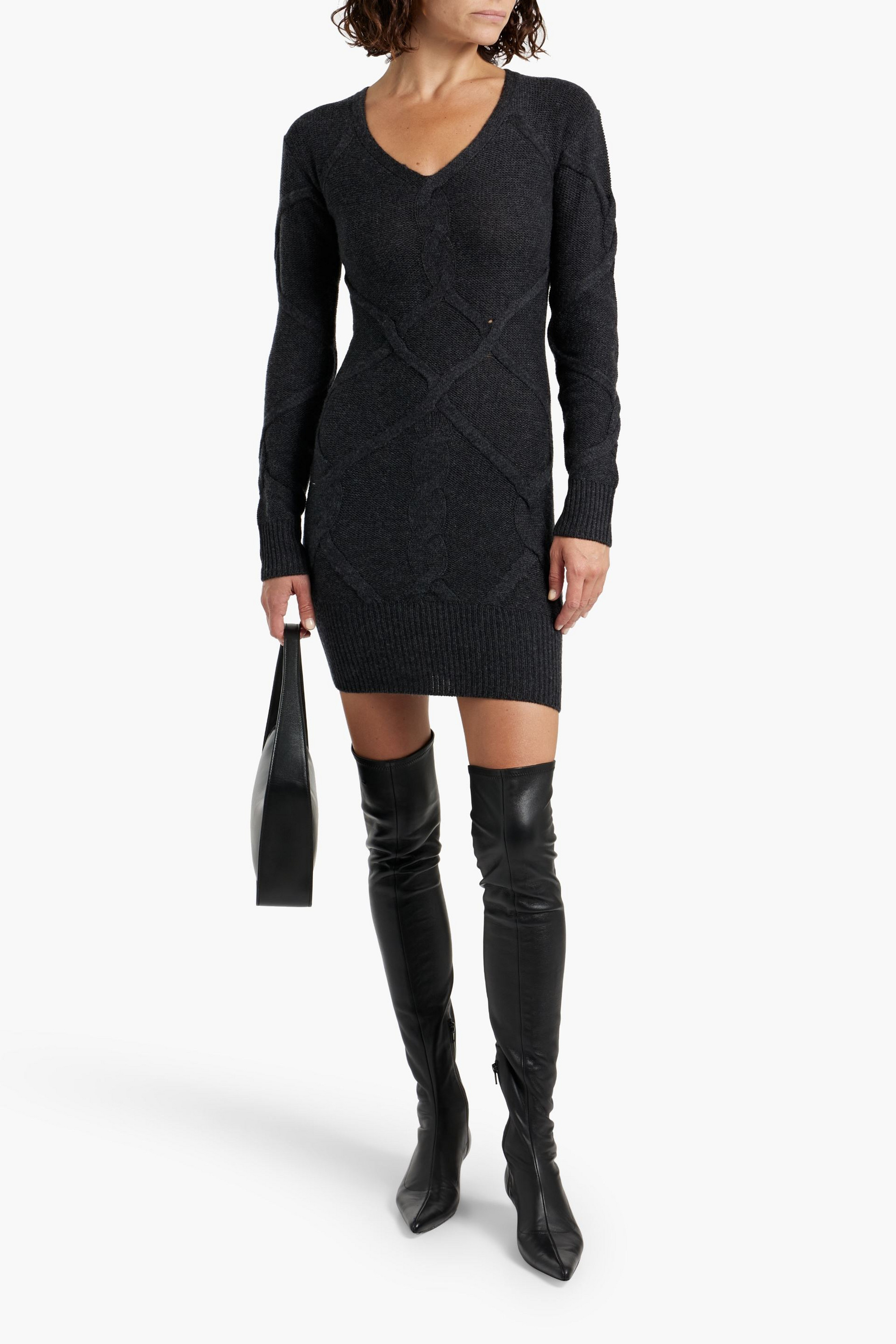 Naadam Cable-knit wool and cashmere-blend mini dress
