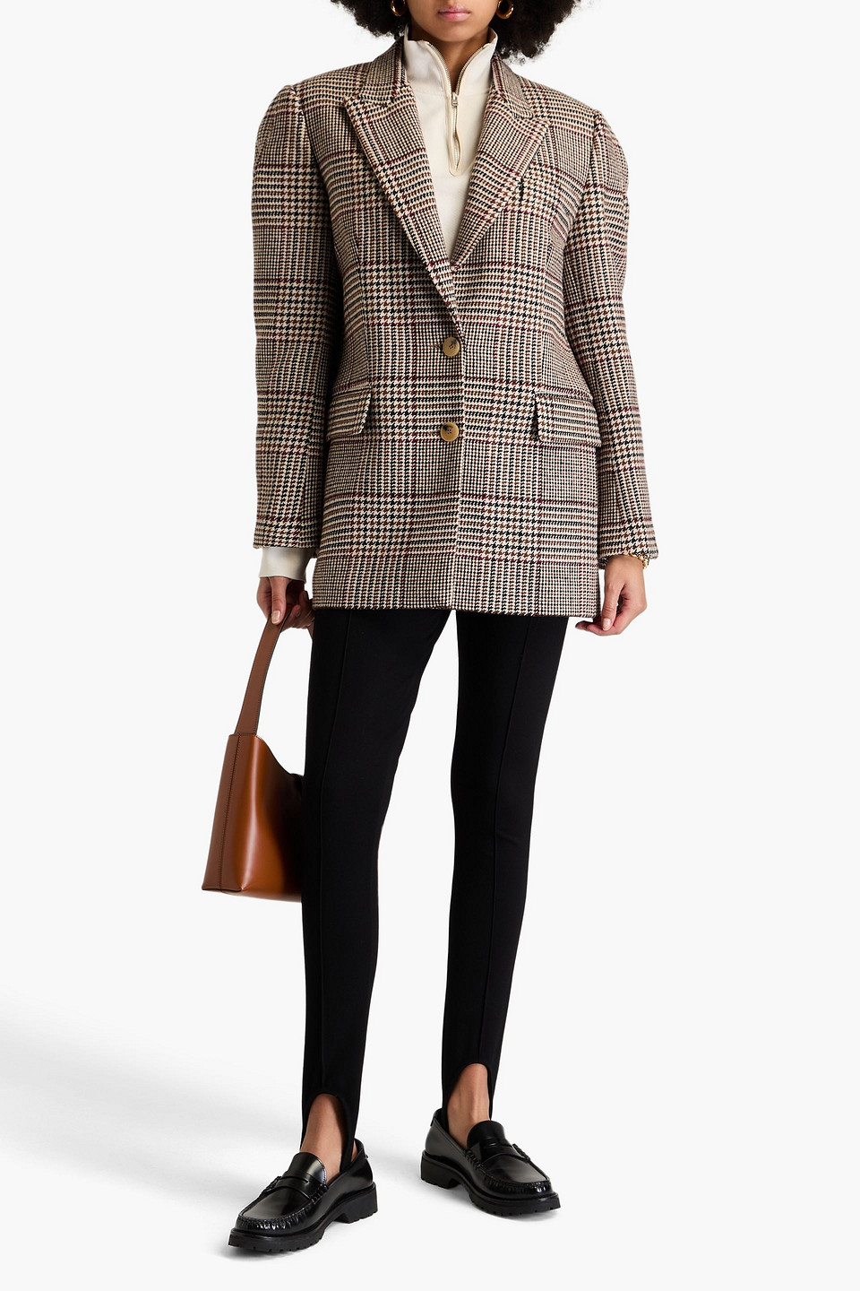 SANDRO PRINCE OF WALES CHECKED WOOL-BLEND BLAZER 
