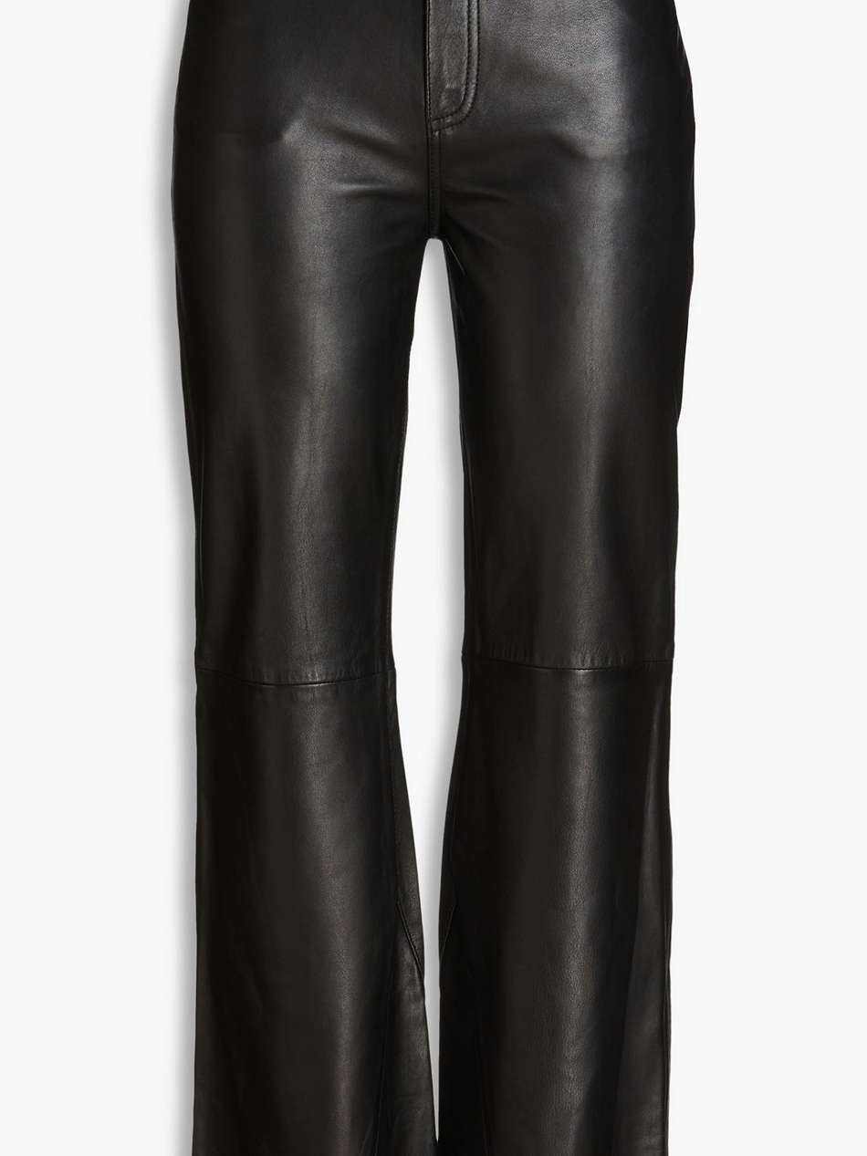 leather flared pants