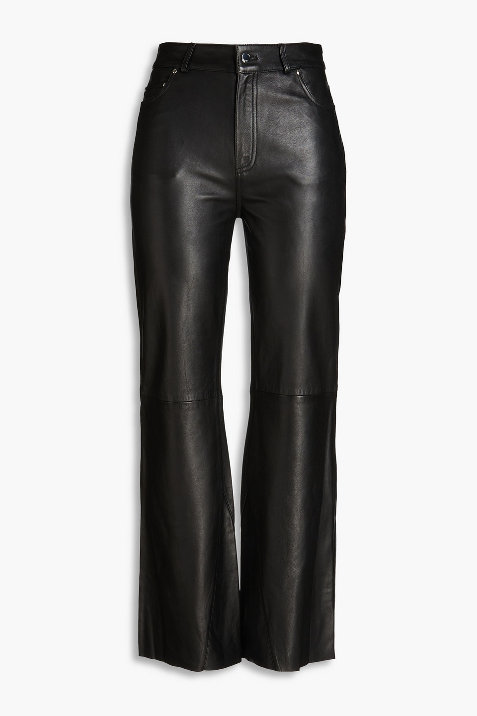 Maje Leather Flared Pants In Black