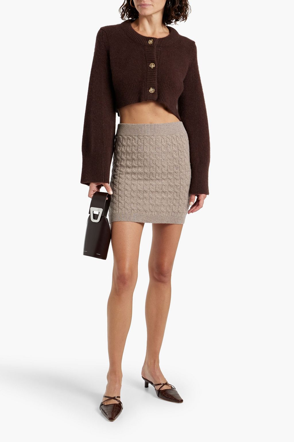 NAADAM Cable-knit cashmere mini skirt