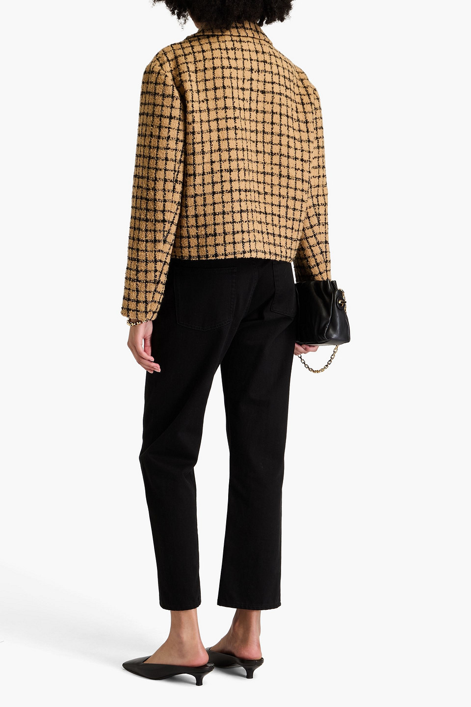 Sandro Checked Bouclé Blazer In Beige