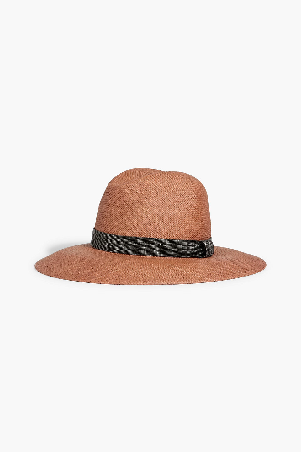 Brunello Cucinelli Bead-embellished Straw Sunhat In Tan