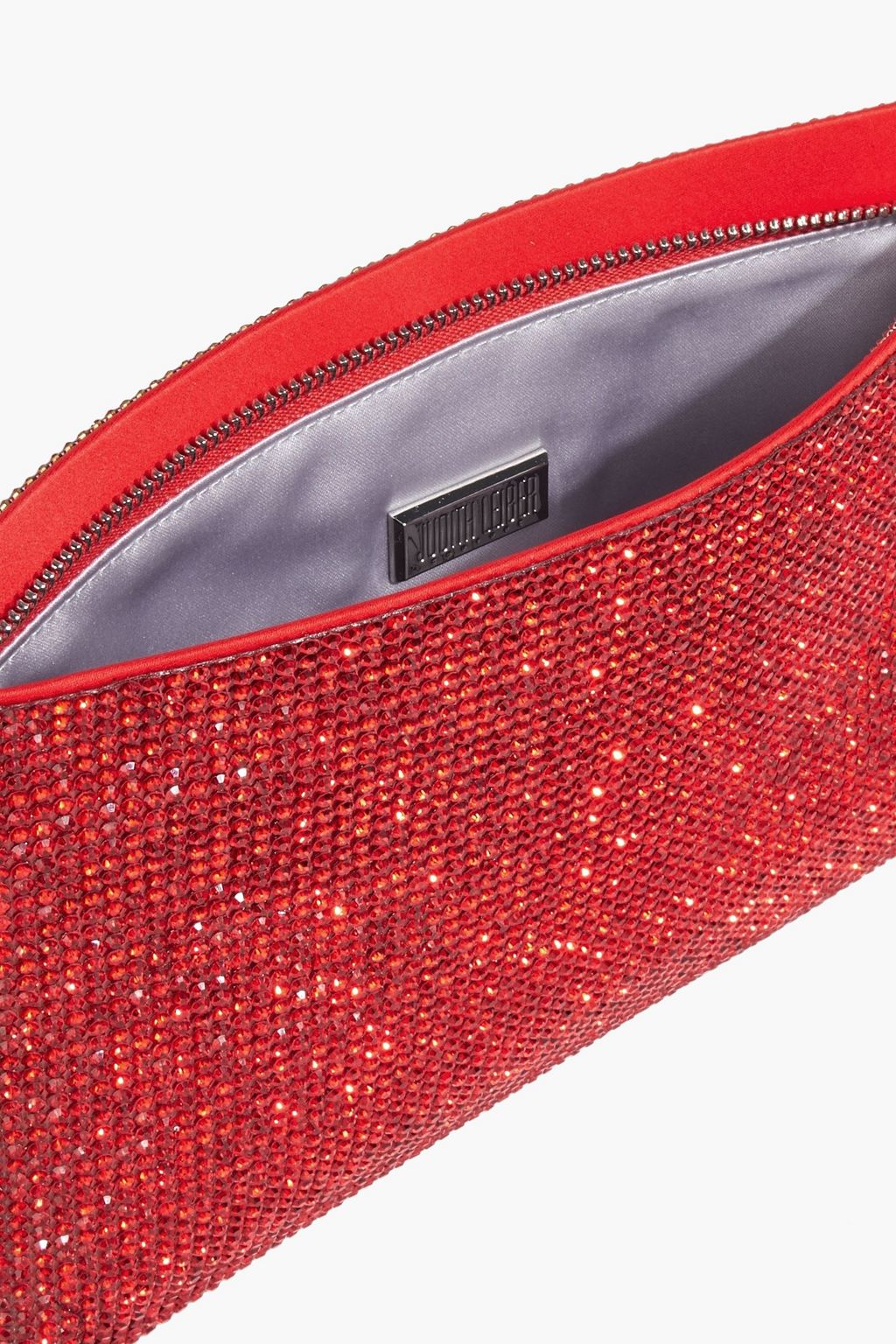 JUDITH LEIBER COUTURE 크리스털 장식 새틴 파우치