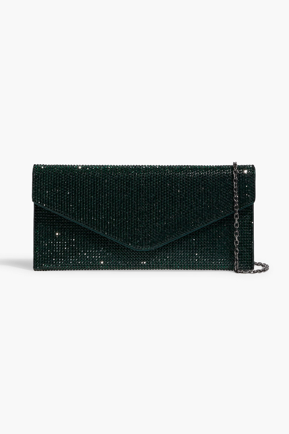Judith Leiber Couture Beaded Envelope Clutch In Forest Green
