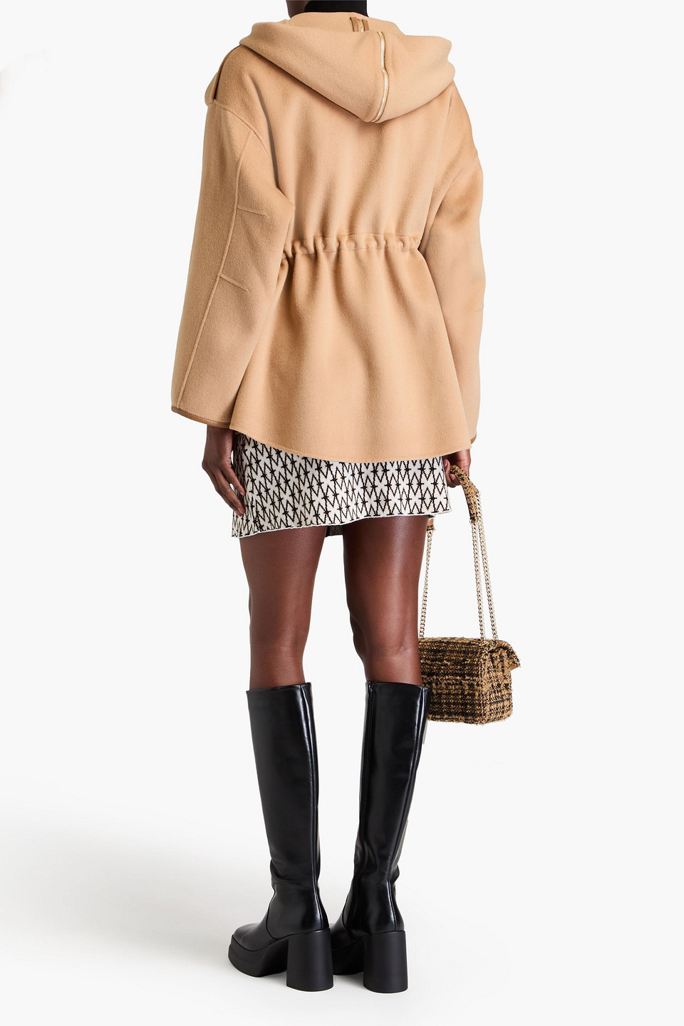 MAJE WOOL-BLEND FELT HOODED COAT
