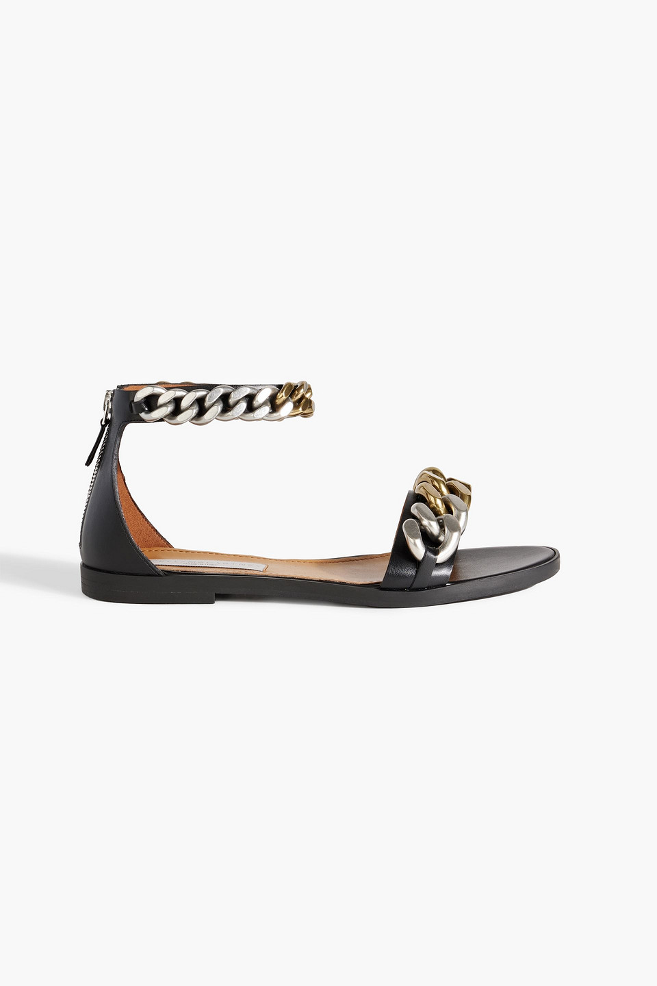 Stella Mccartney Falabella Chain-embellished Faux Leather Sandals In Black