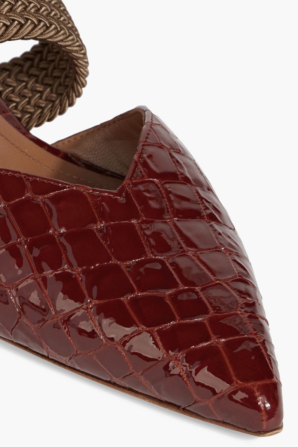 MALONE SOULIERS Maisie croc-effect patent-leather point-toe flats