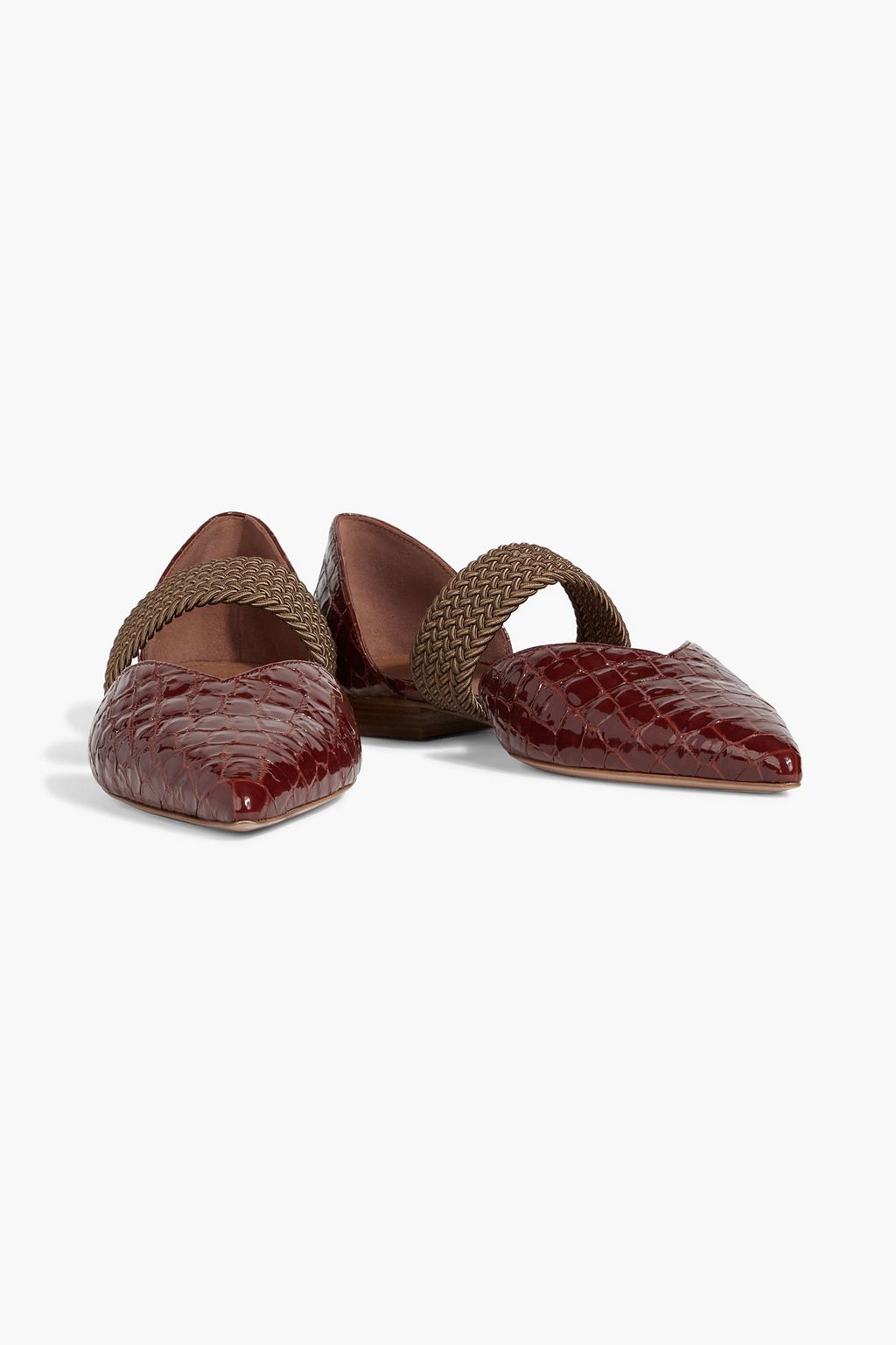MALONE SOULIERS Maisie croc-effect patent-leather point-toe flats