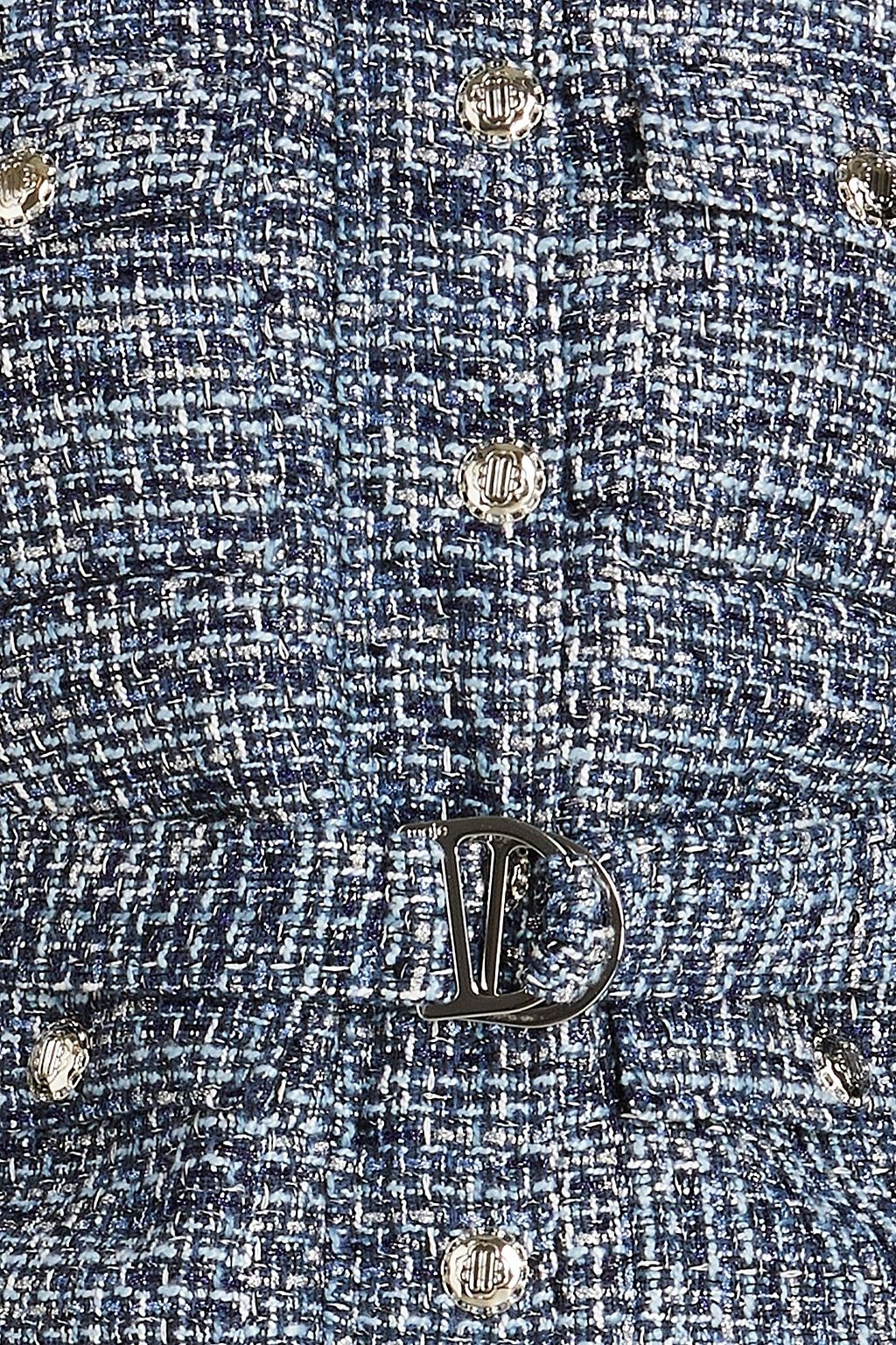 MAJE Metallic quilted tweed jacket