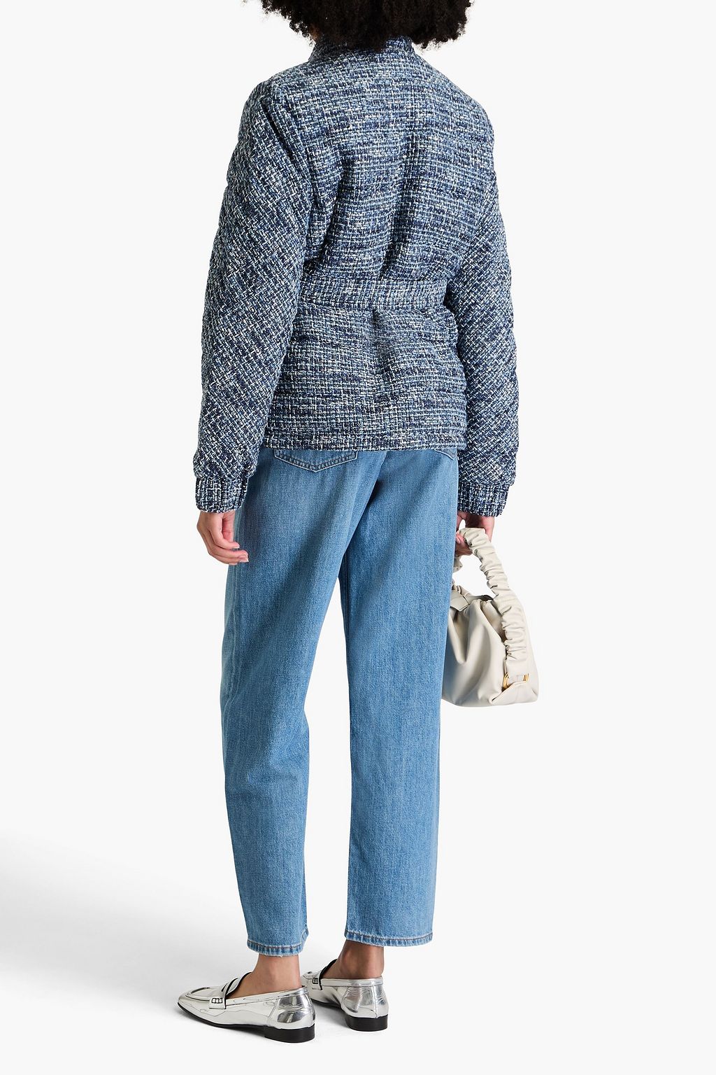 MAJE Metallic quilted tweed jacket