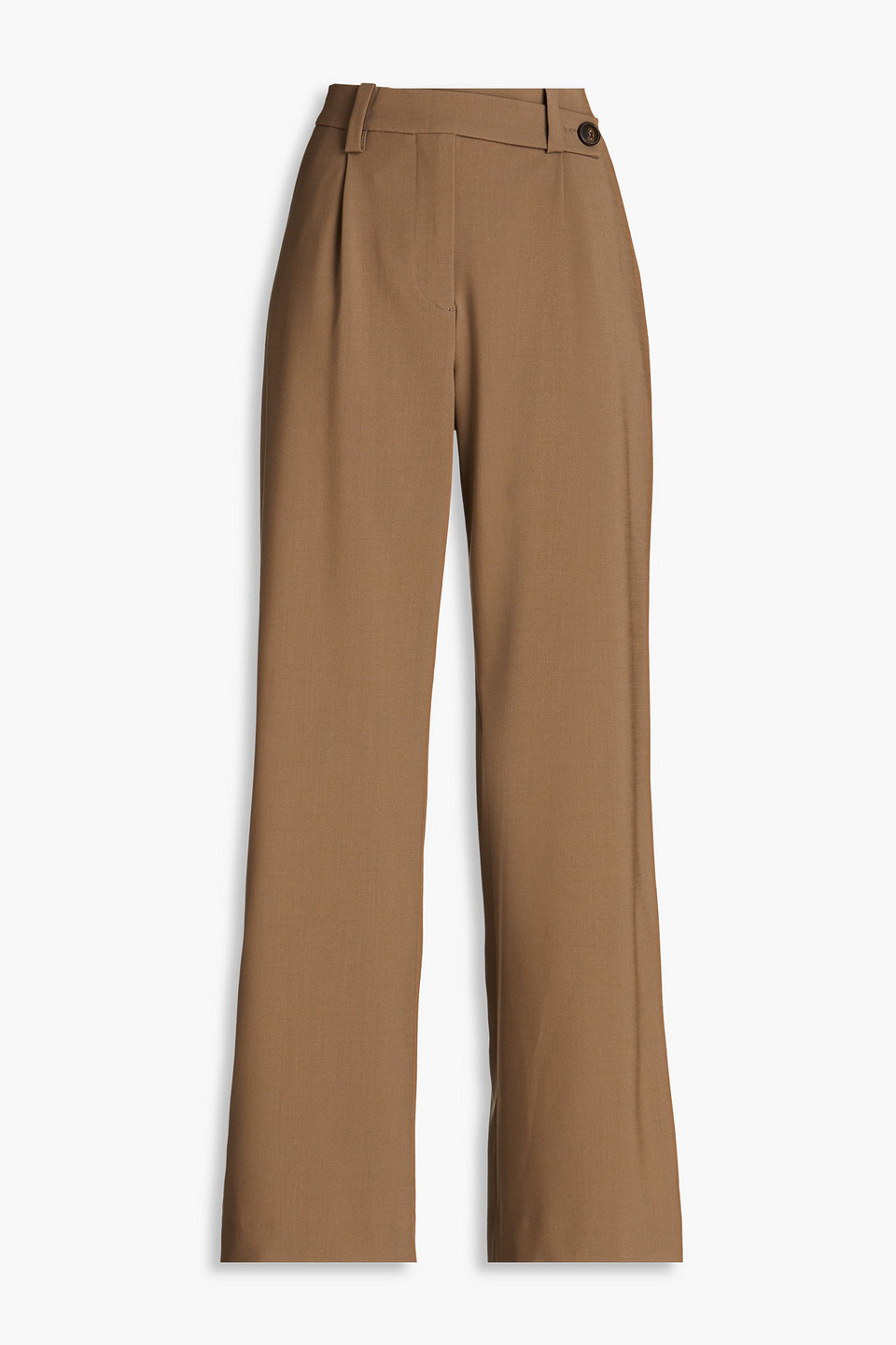 Maje Pleated Twill Wide-leg Pants In Taupe