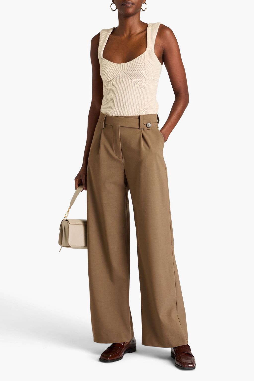 MAJE Pleated twill wide-leg pants