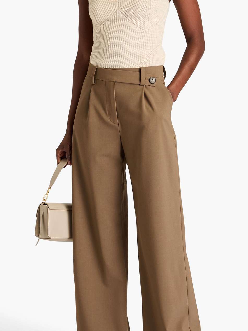 pleated twill wide-leg pants