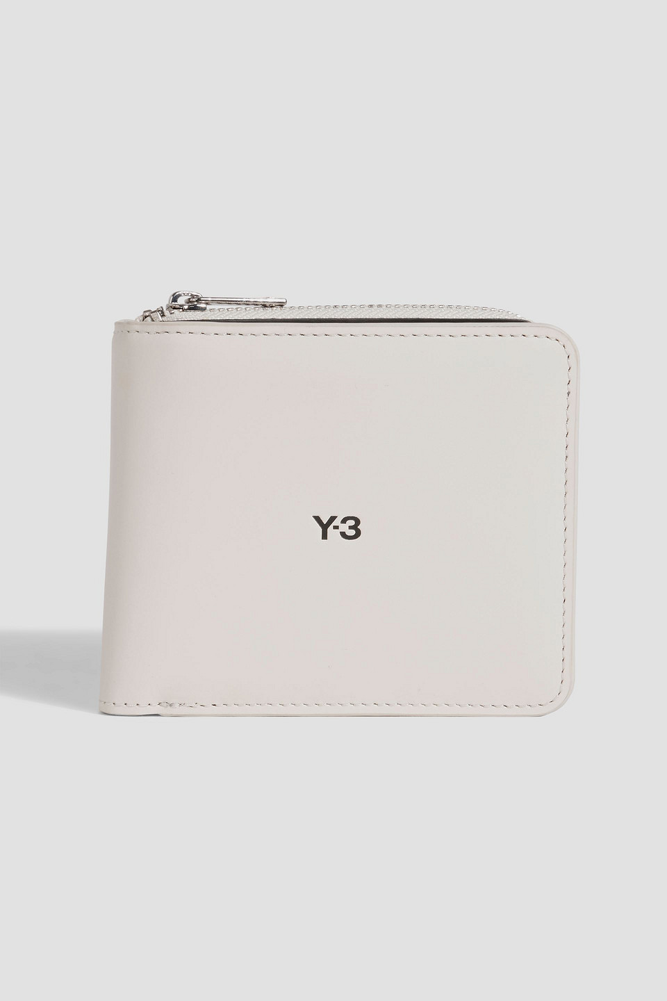 Y-3 Printed Leather Wallet In Ecru