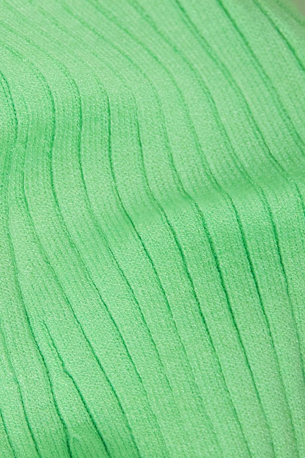 SELF-PORTRAIT Ribbed-knit flared pants