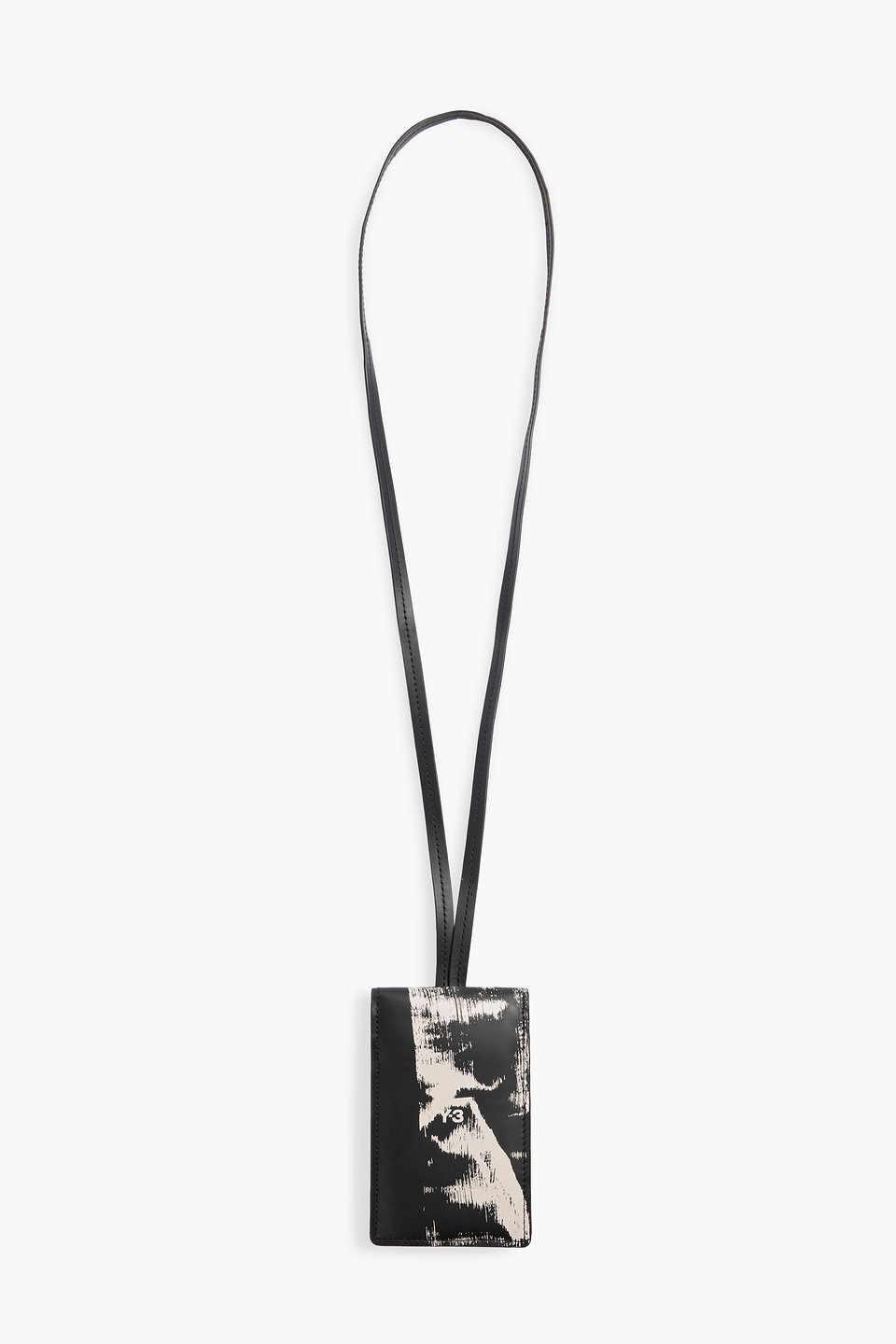 Y-3 Printed Leather Wallet In Black