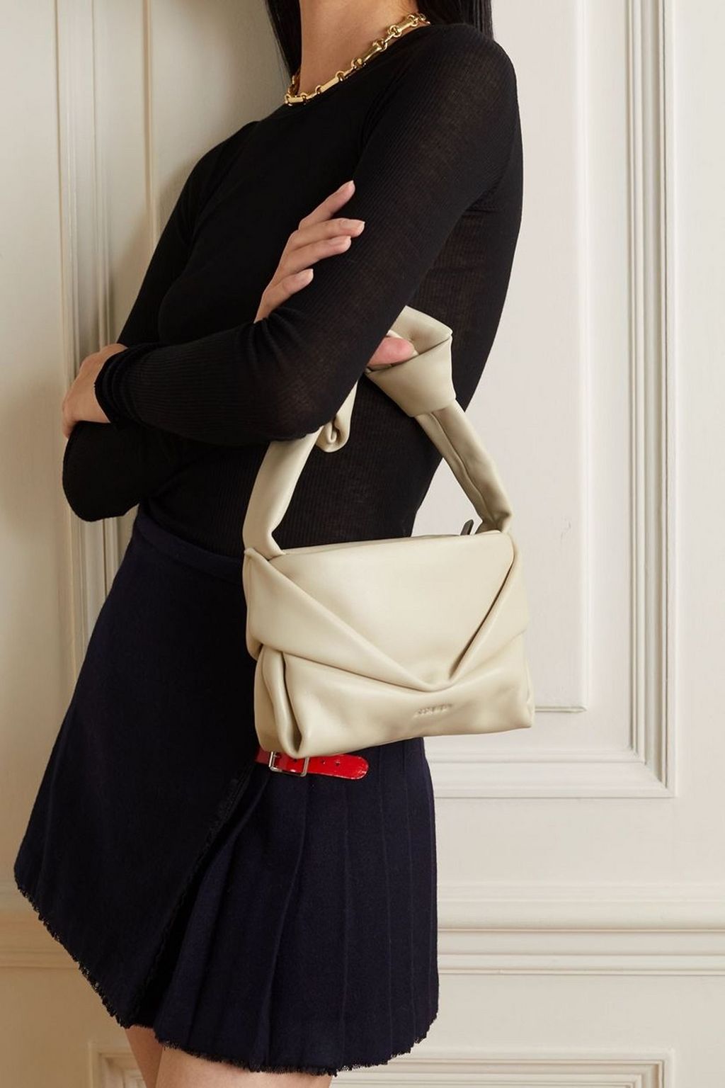 STAUD Kiss gathered leather shoulder bag