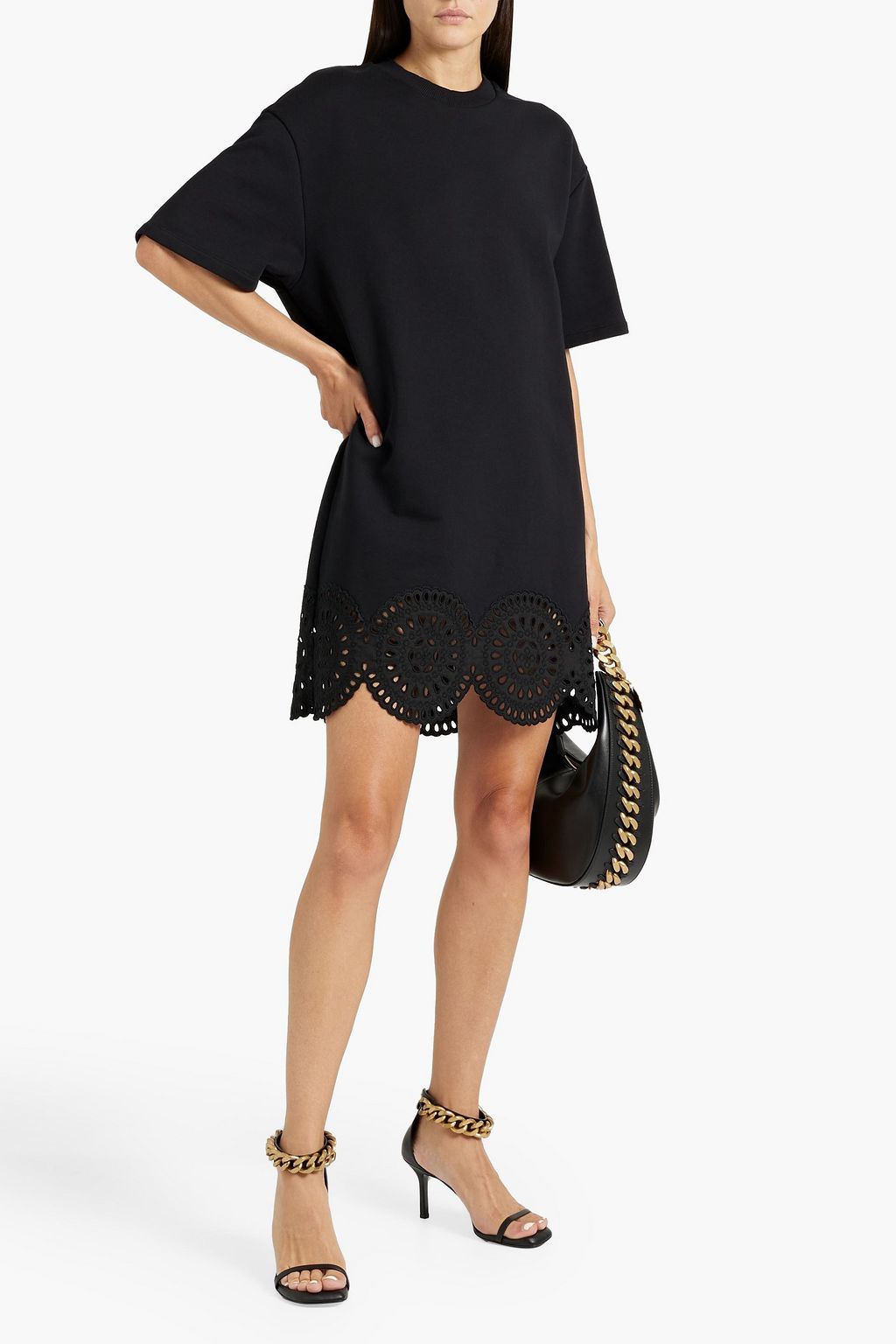 STELLA MCCARTNEY Broderie anglaise-trimmed French cotton-terry mini dress