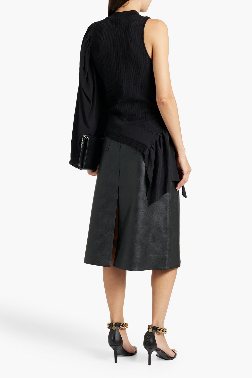 STELLA MCCARTNEY Draped chiffon-paneled stretch-knit top