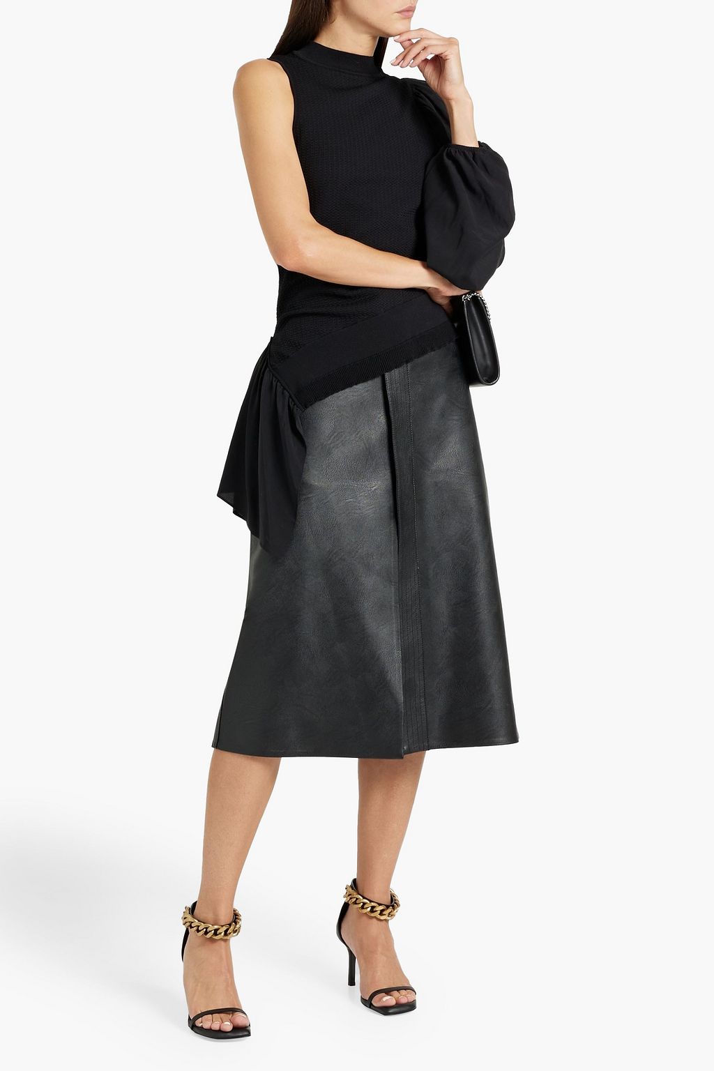 STELLA MCCARTNEY Draped chiffon-paneled stretch-knit top