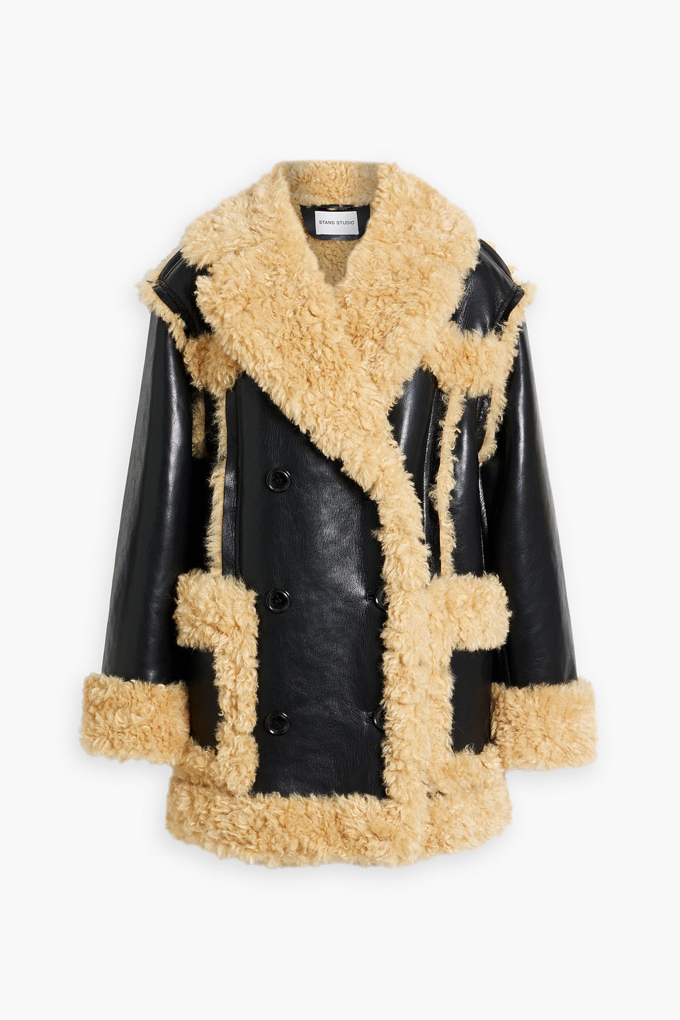 STAND STUDIO MAGNOLIA DOUBLE-BREASTED FAUX SHEARLING JACKET