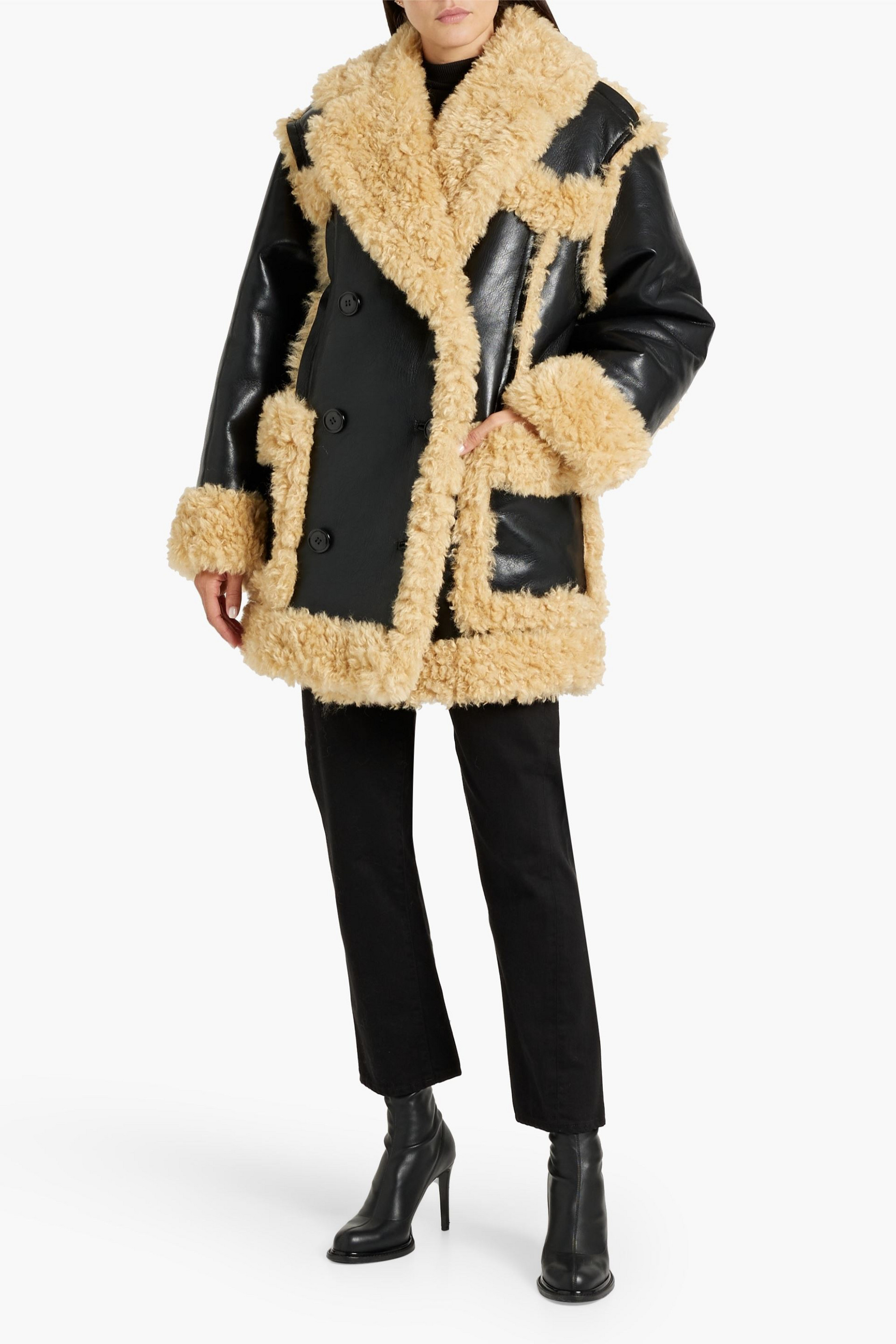 STAND STUDIO Magnolia double-breasted faux shearling jacket