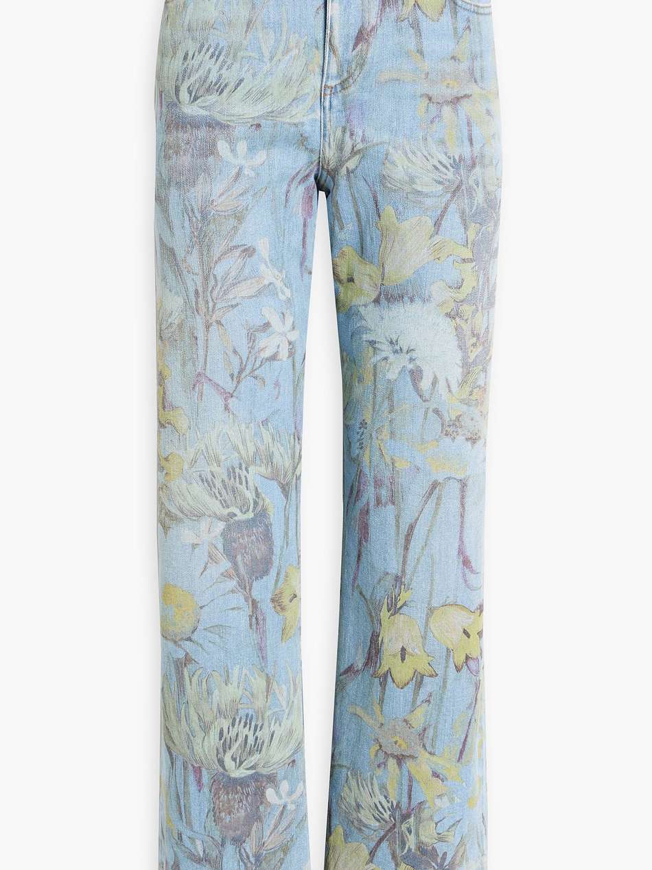 floral-print high-rise straight-leg jeans
