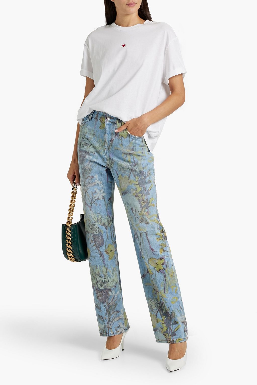 STELLA MCCARTNEY Floral-print high-rise straight-leg jeans
