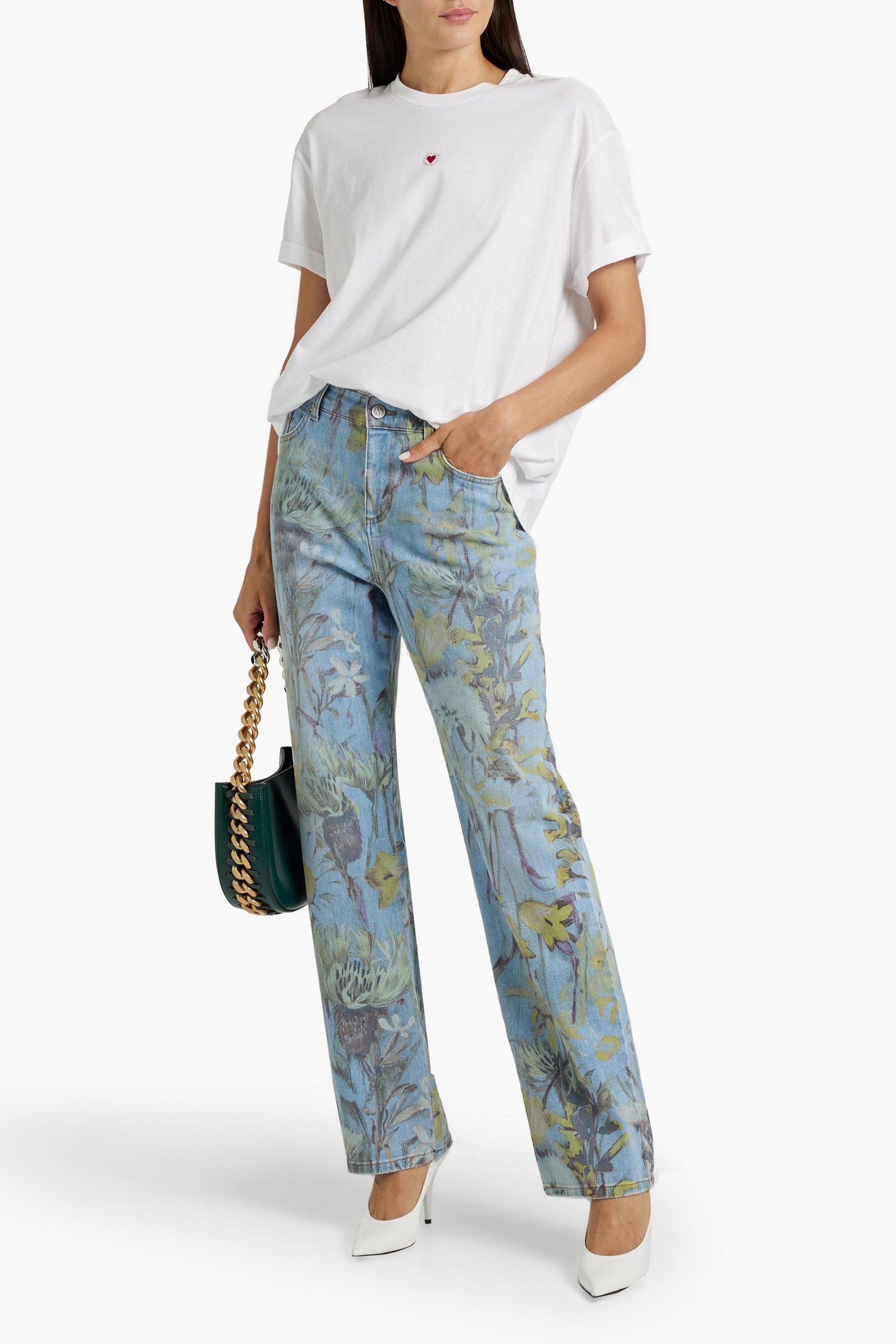 Stella McCartney Floral-print high-rise straight-leg jeans