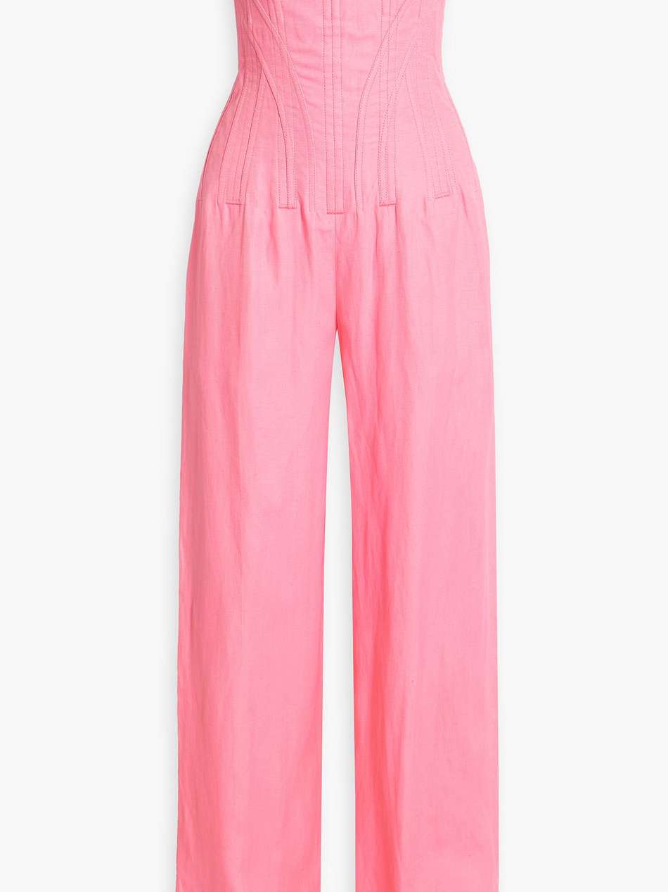 strapless twill jumpsuit