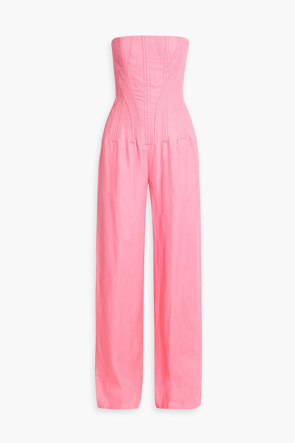 Stella Mccartney Strapless Twill Jumpsuit In Bubblegum