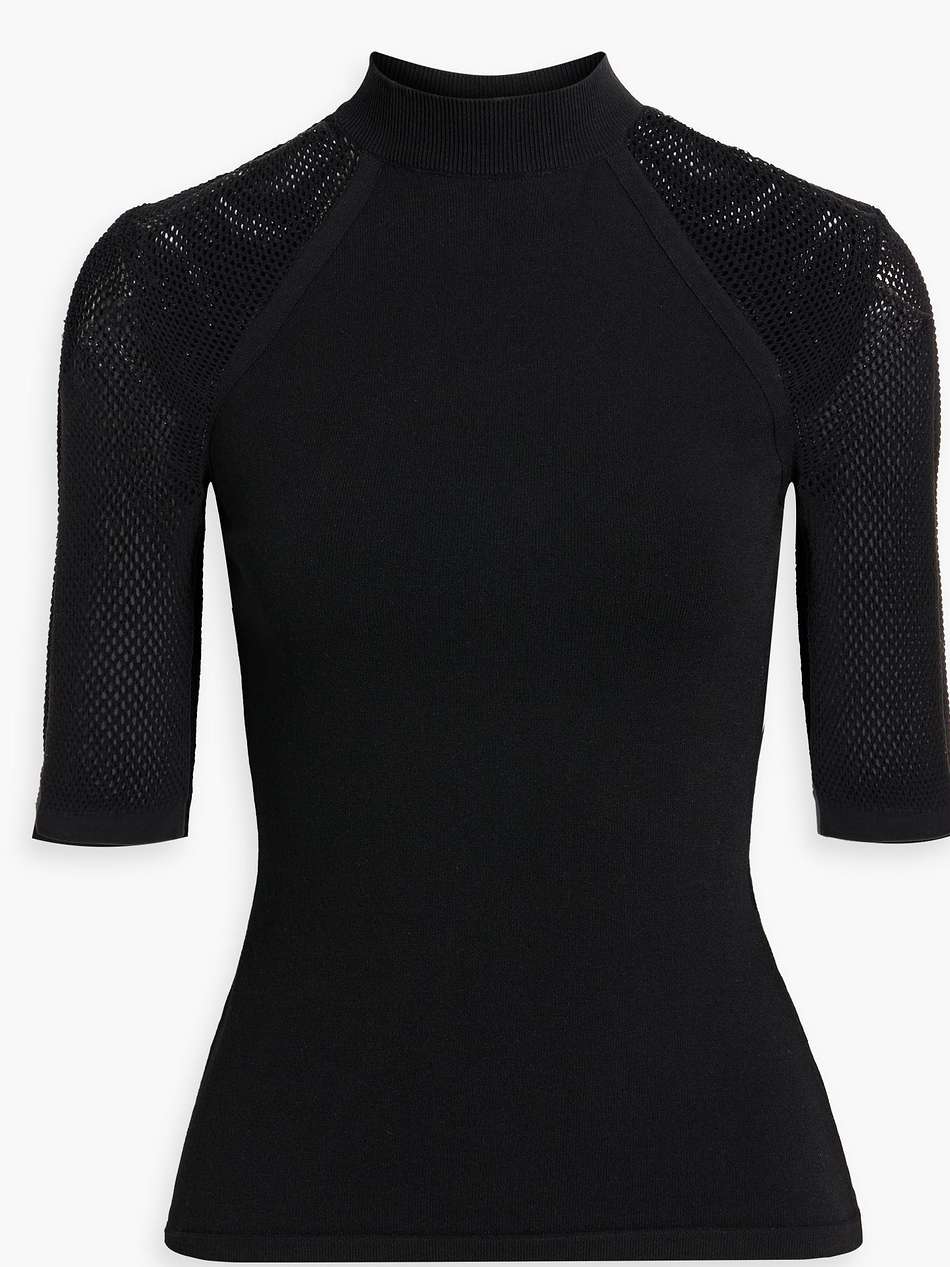 open-knit paneled knitted top