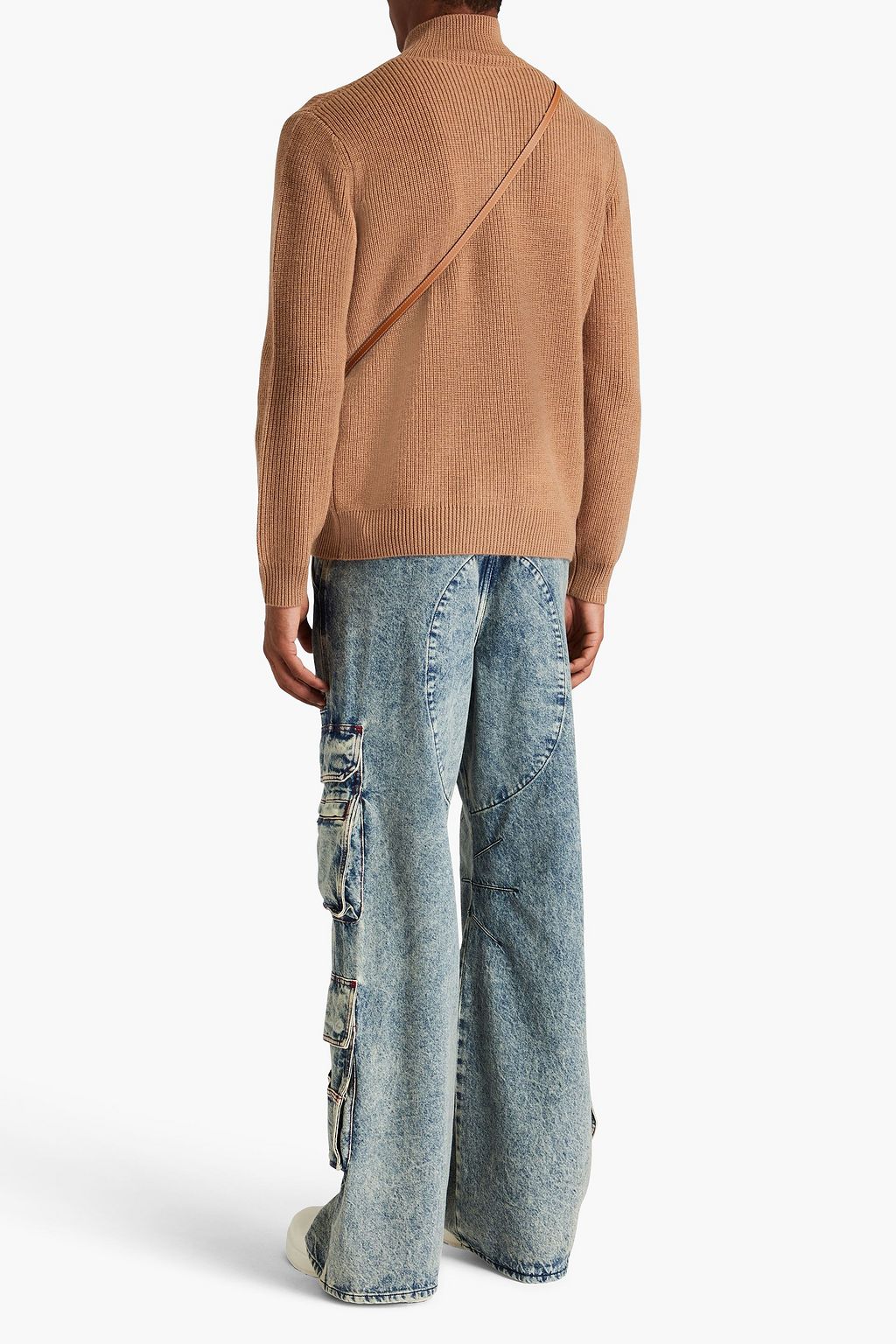 JW ANDERSON 리브 울 하프 지퍼 스웨터