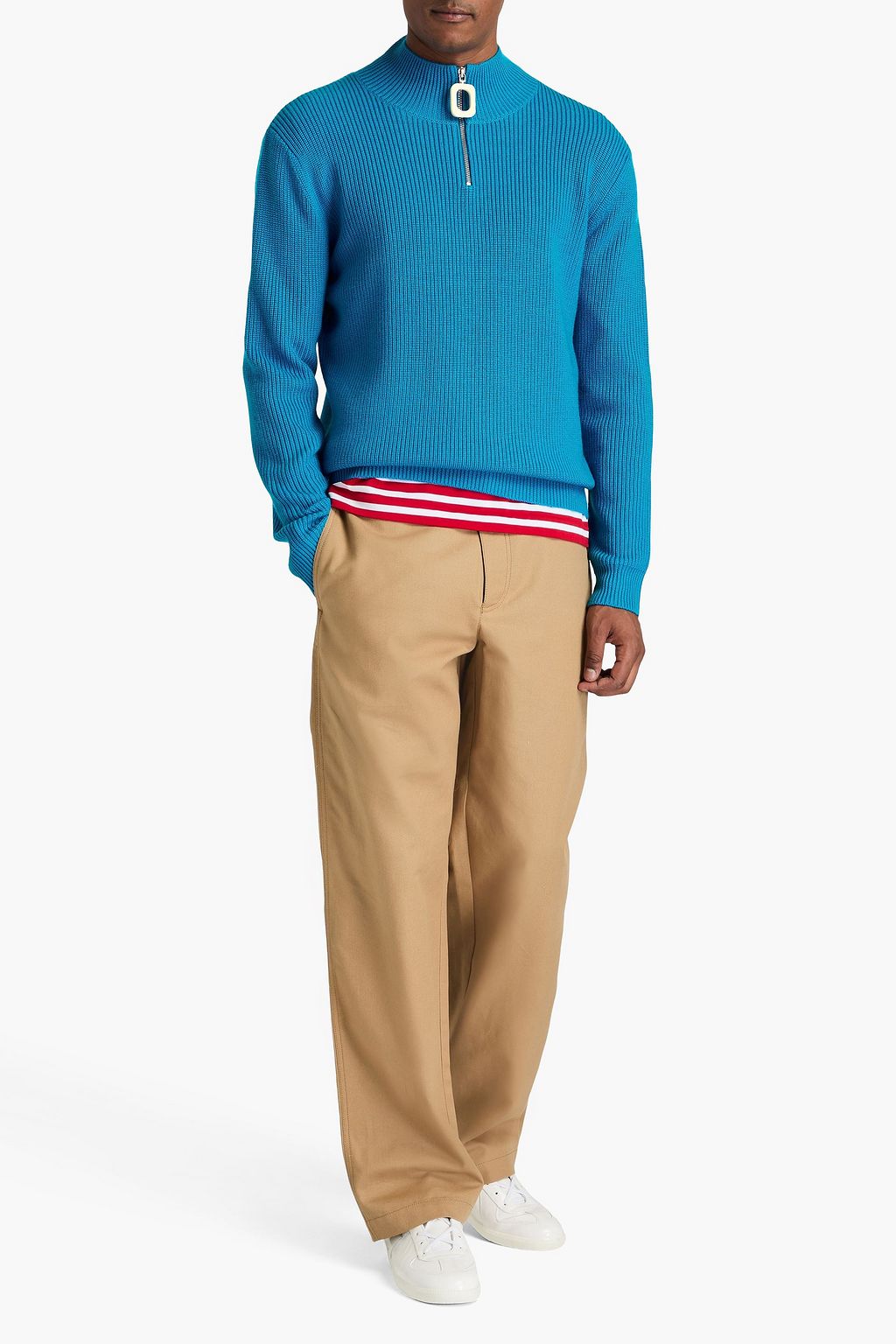 JW ANDERSON كنزة رياضية بنصف سحاب من الصوف بتصميم مضلّع